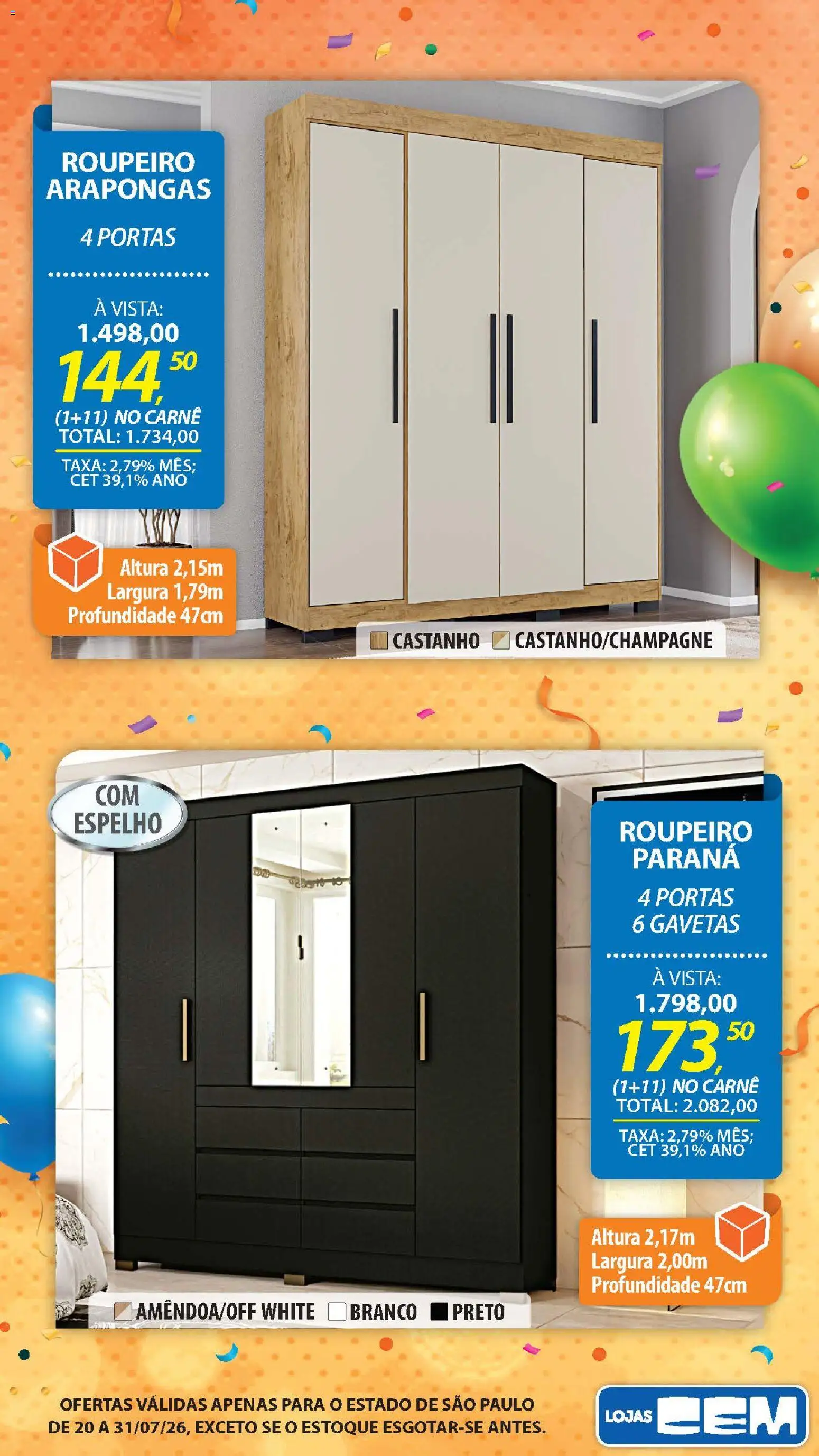 Lojas Cem Folheto - válido de 20/07/2026 | Página: 96 | Produtos: Espelho, Carne