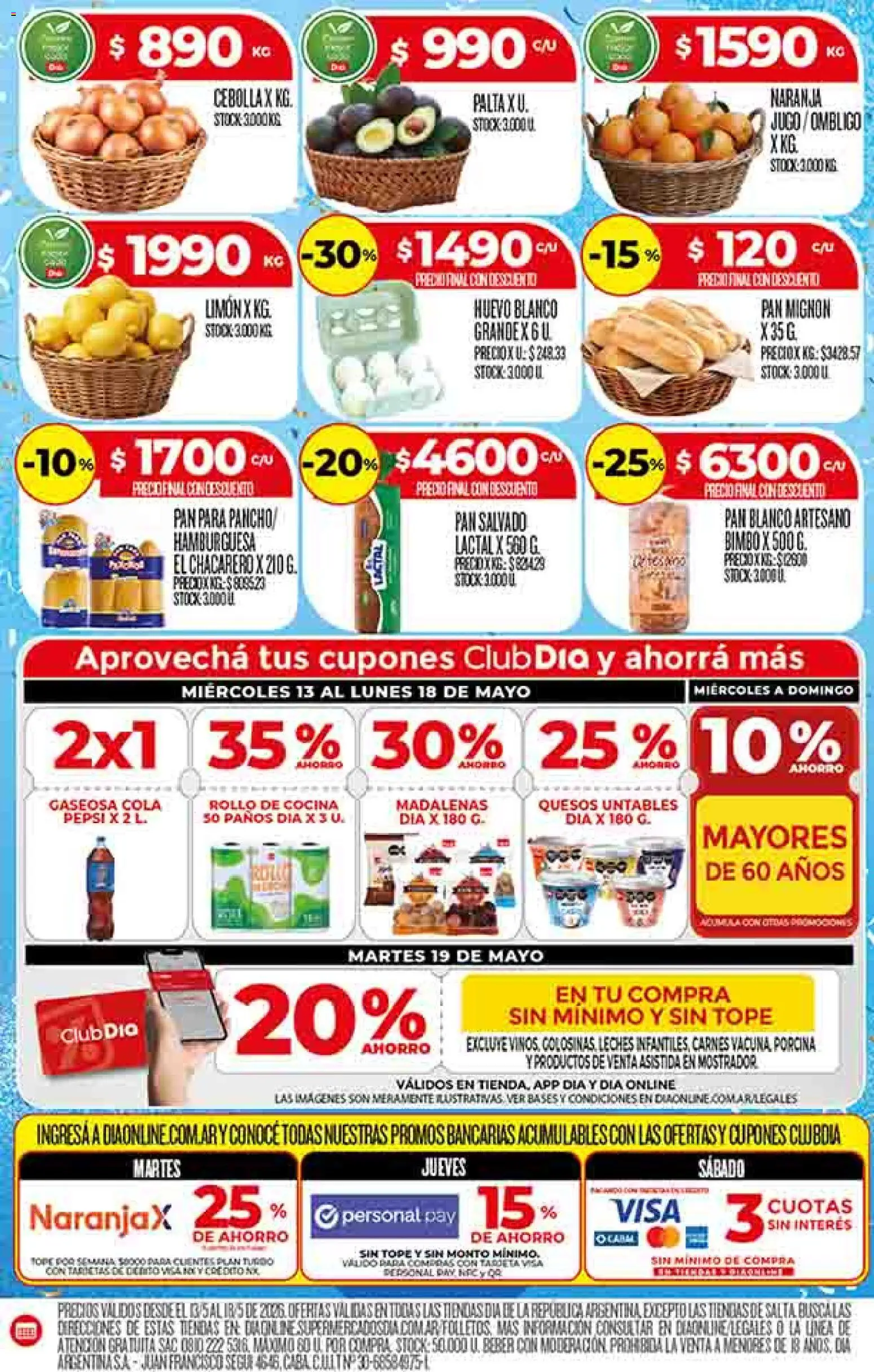Supermercado DIA Ofertas │ válido desde el 13.05.2026 | Página: 17 | Productos: Cocina, Cebolla, Gaseosa, Limón