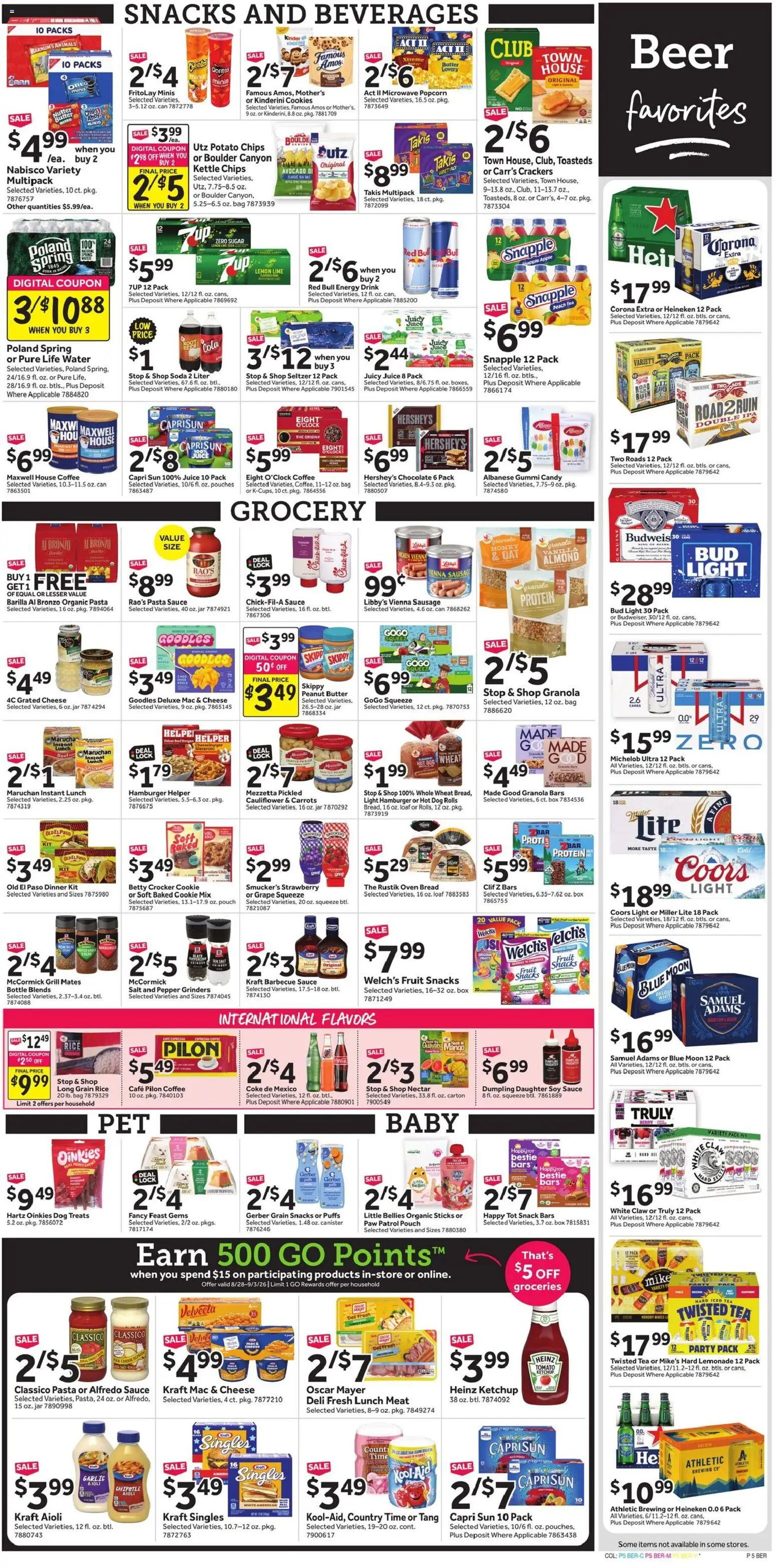 Stop & Shop Weekly Ad - valid from 08/28/2026 | Page: 9 | Products: Grated cheese, Beverages, Beef, Pickles