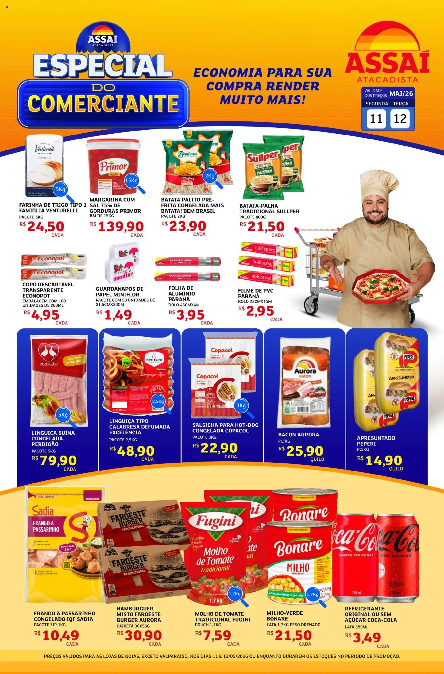 Assaí Atacadista Folheto - válido de 11.05.2026 | Página: 1 | Produtos: filme de PVC, Rolo, Farinha de trigo, Batata palha