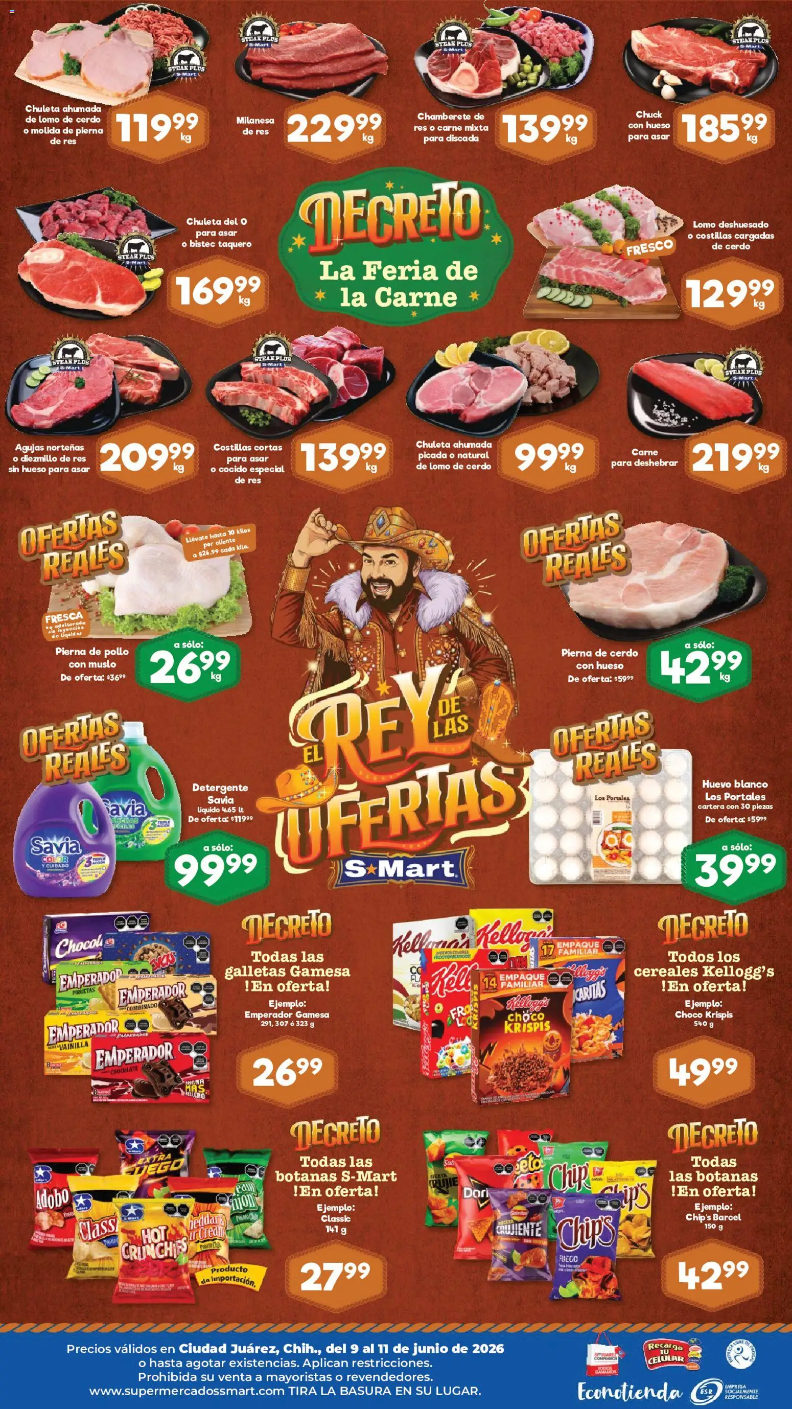 Nuevas ofertas de S-Mart válidas en toda la República Mexicana desde el 09.06.2026. ¡Encuentra las mejores ofertas en S-Mart folleto Juárez! | Página: 2 | Productos: Milanesa, Sal, Huevo, Res