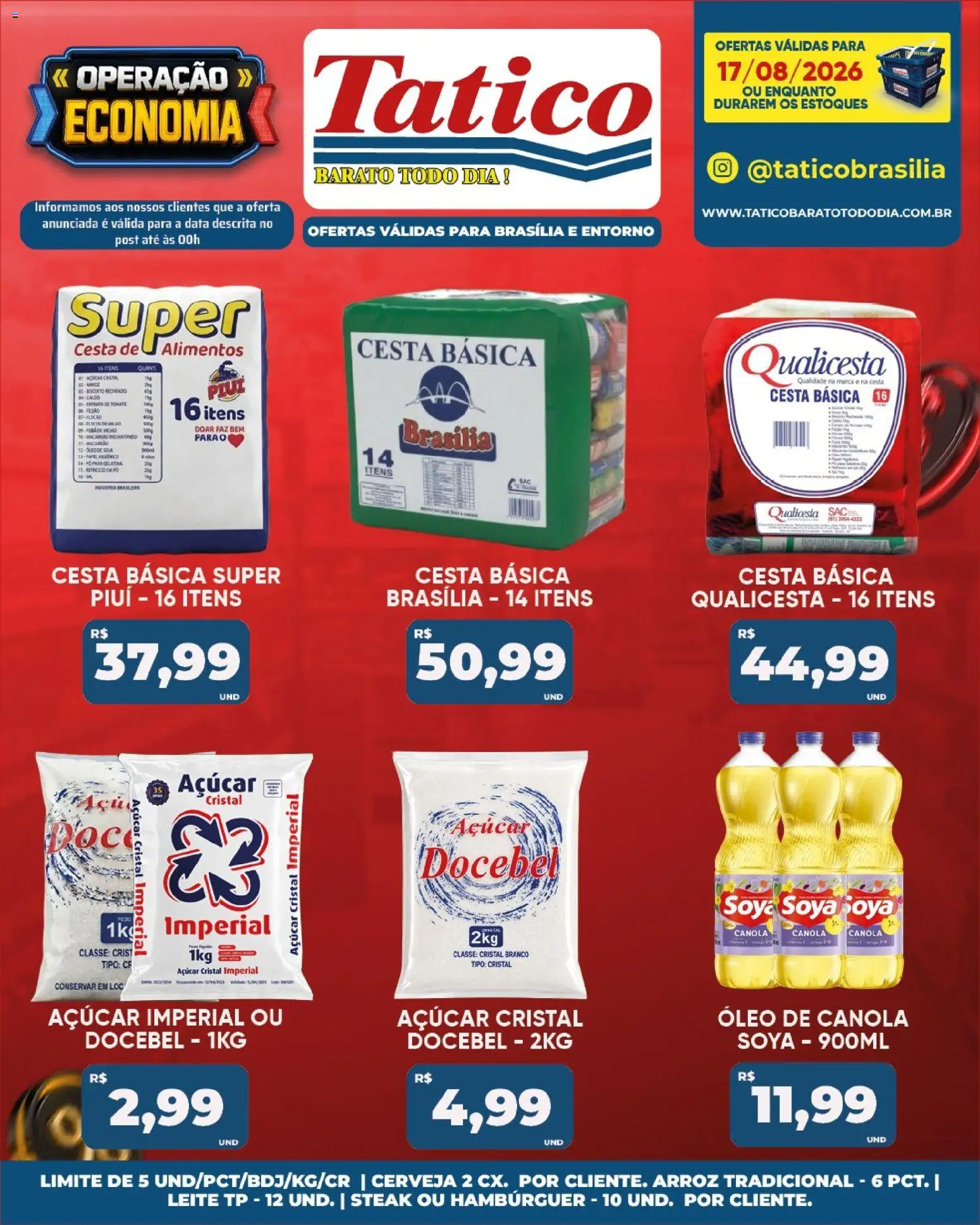 Tatico Folheto - válido de 17/08/2026 | Página: 16 | Produtos: Leite, Cesta, Alimentos, Açúcar cristal