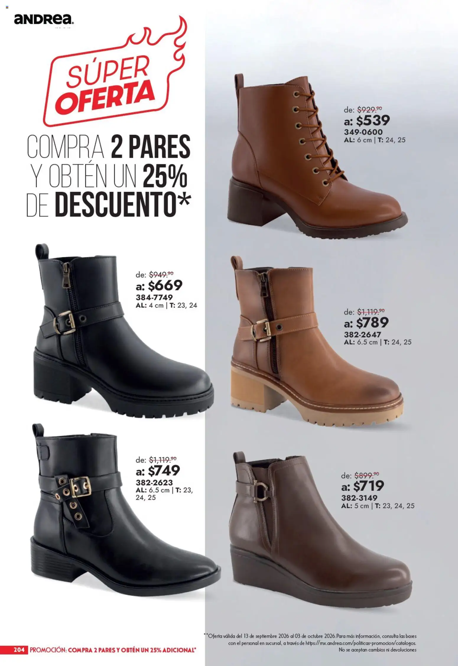 Nuevas ofertas de Andrea válidas en toda la República Mexicana desde el 13/09/2026. ¡Encuentra las mejores ofertas en Andrea catálogo Outlet! | Página: 204