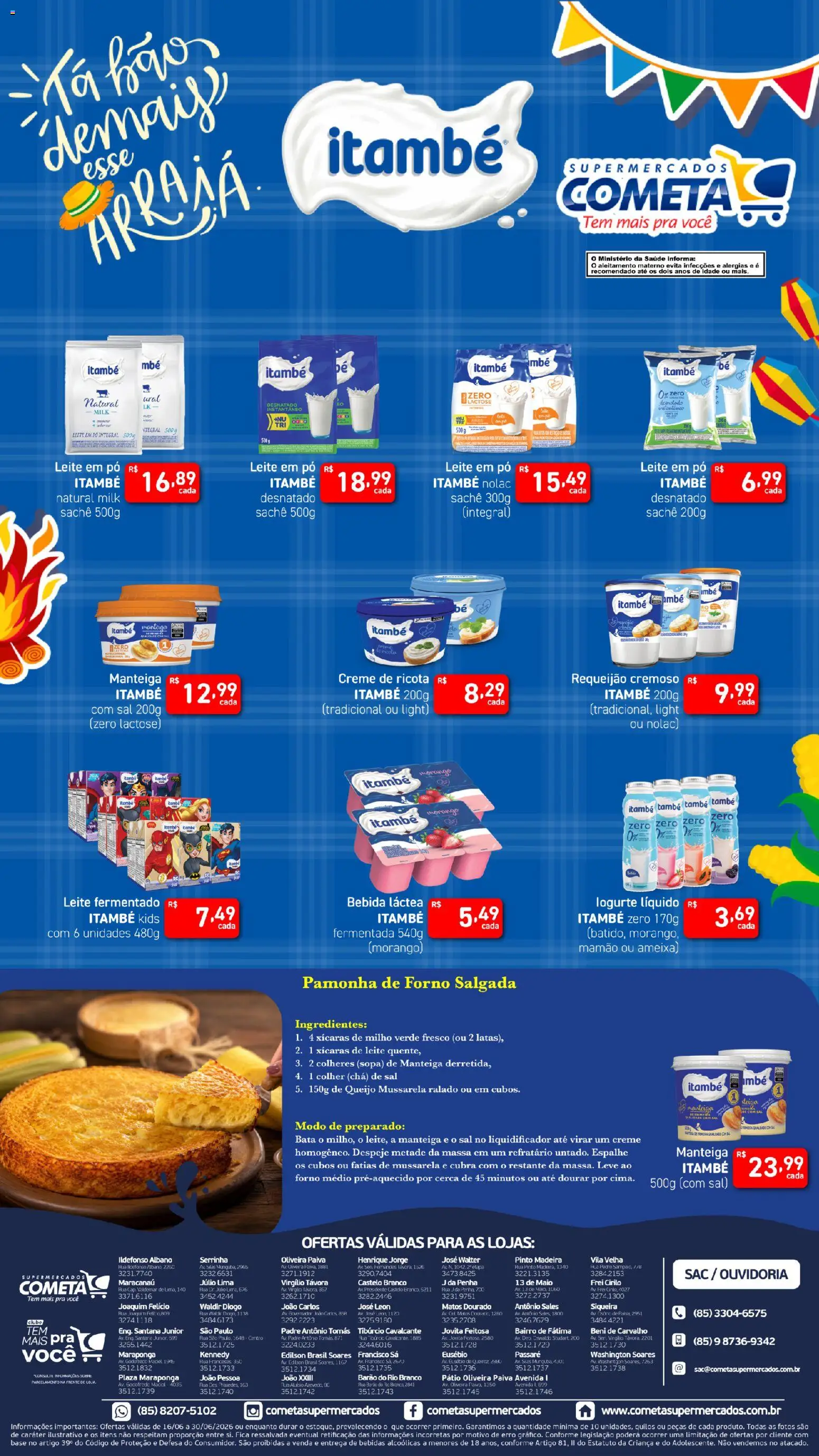Cometa Supermercados Folheto - válido de 16.06.2026 | Página: 1 | Produtos: Maiô, Chá, Massa, Sal