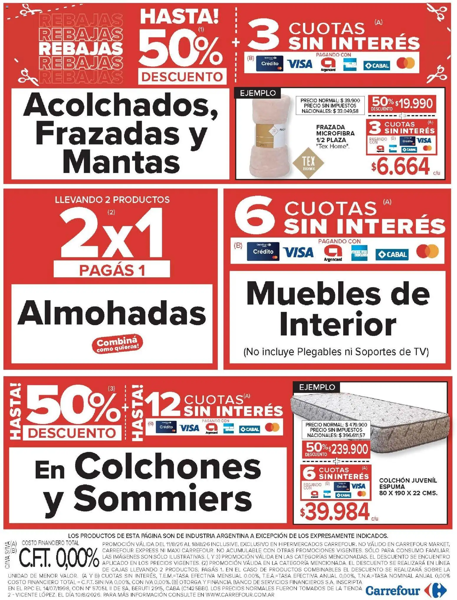 Carrefour ofertas │ válido desde el 11/08/2026 | Página: 28 | Productos: Colchón, Sobre, Frazada, Espuma
