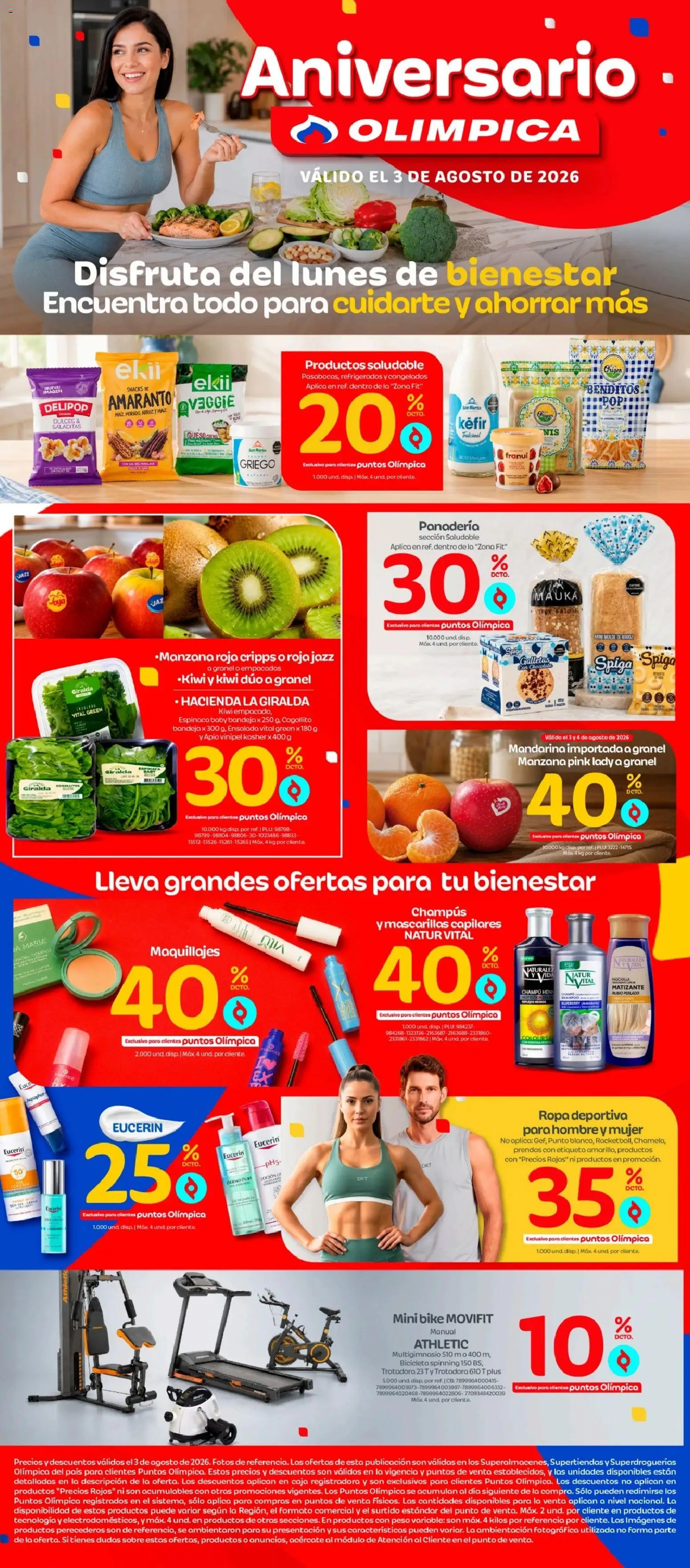 Olímpica revista - valida desde el 03/08/2026 | Página: 1 | Productos: Espinaca, Crema, Panadería, Ropa