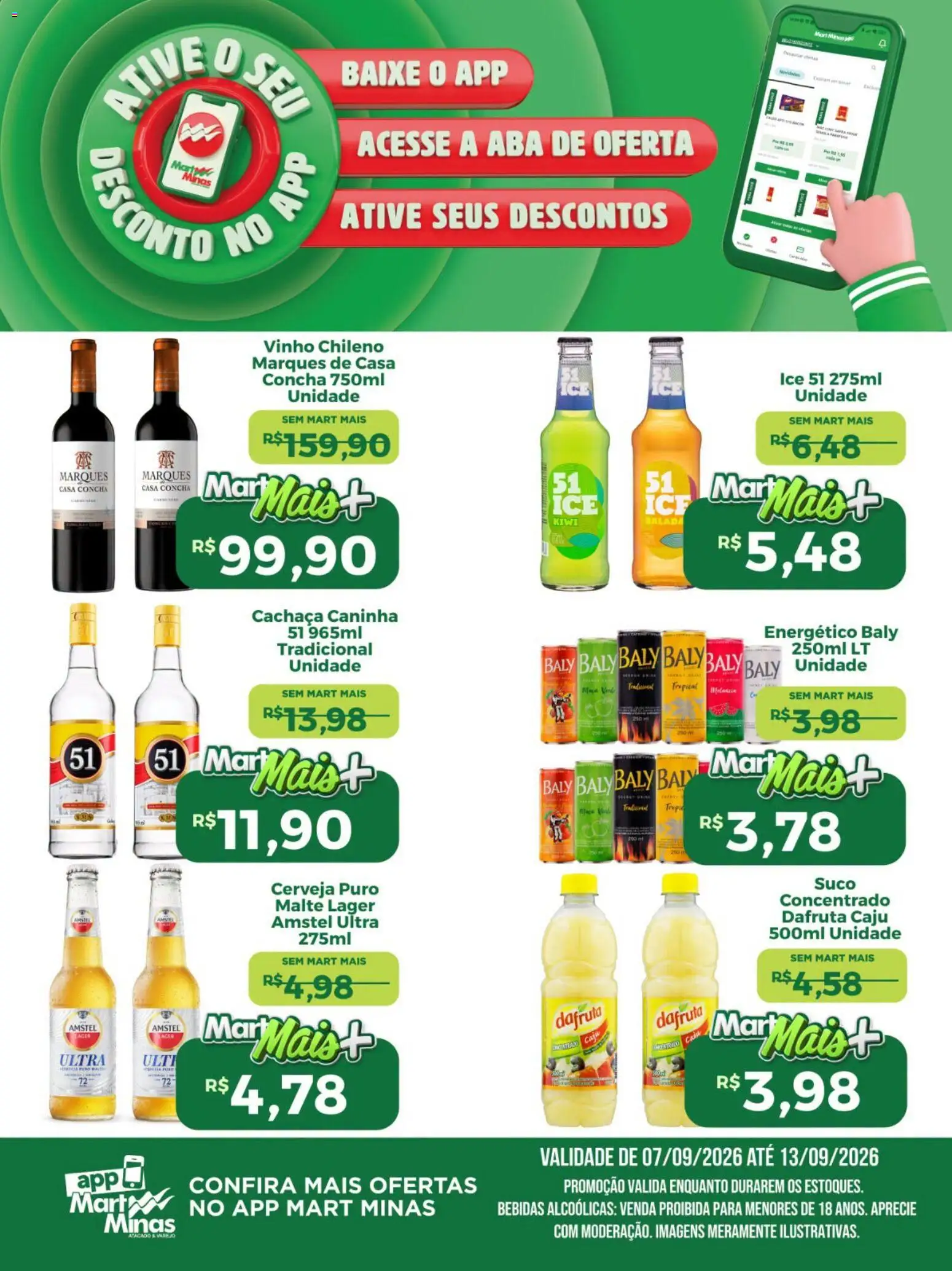 Mart Minas Folheto - válido de 07/09/2026 | Página: 5 | Produtos: Caju, Suco, Cerveja, Kiwi