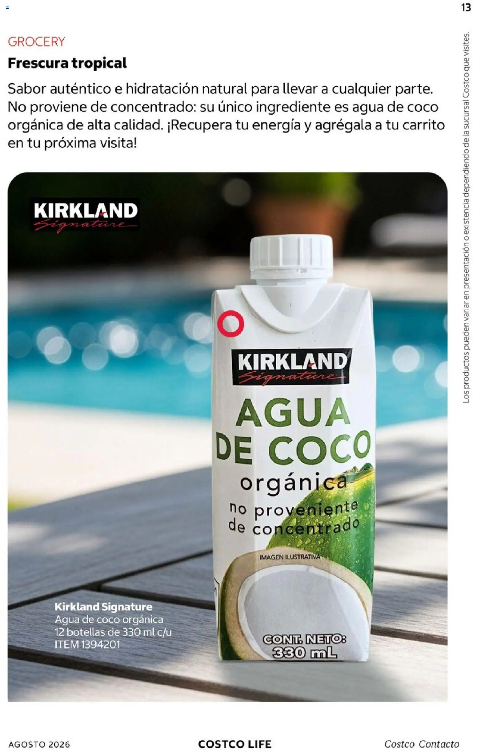 Nuevas ofertas de Costco válidas en toda la República Mexicana desde el 01/08/2026. ¡Encuentra las mejores ofertas en Costco catálogo Agosto! | Página: 13 | Productos: Coco, Agua