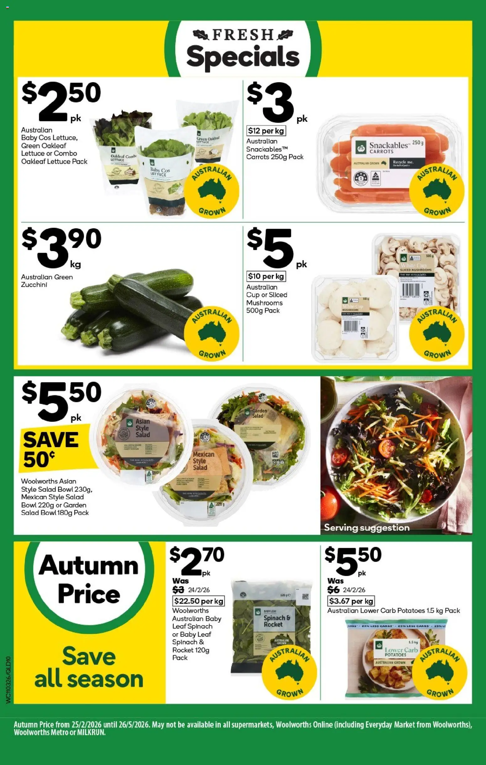 Woolworths catalogue - valid from 11.03.2026 | Page: 10 | Products: Lettuce, Salad, Rocket, Potatoes
