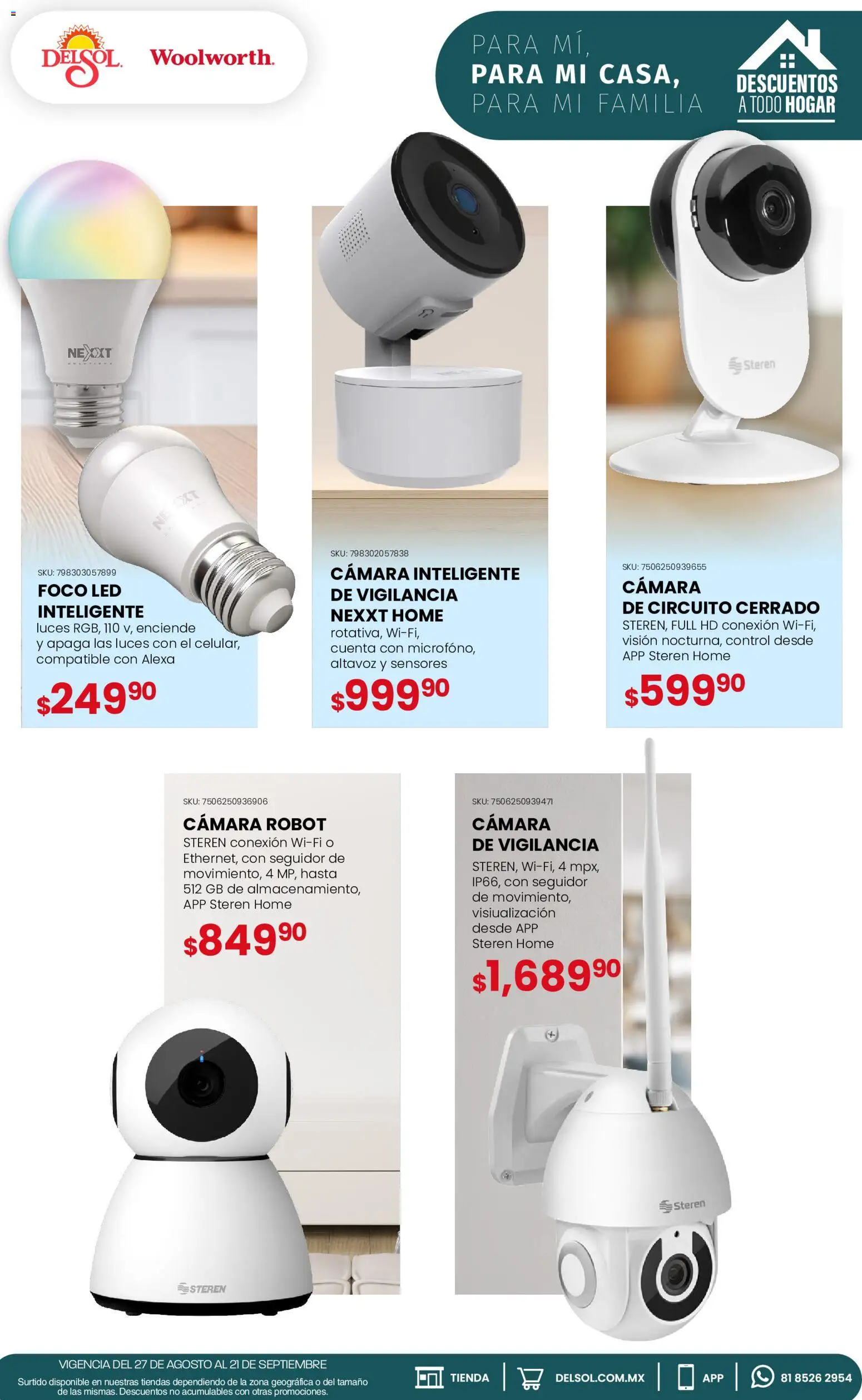 Nuevas ofertas de Del Sol y Woolworth válidas en toda la República Mexicana desde el 27/08/2026. ¡Encuentra las mejores ofertas en Del Sol y Woolworth catálogo! | Página: 29 | Productos: Robot, Cámara, Foco