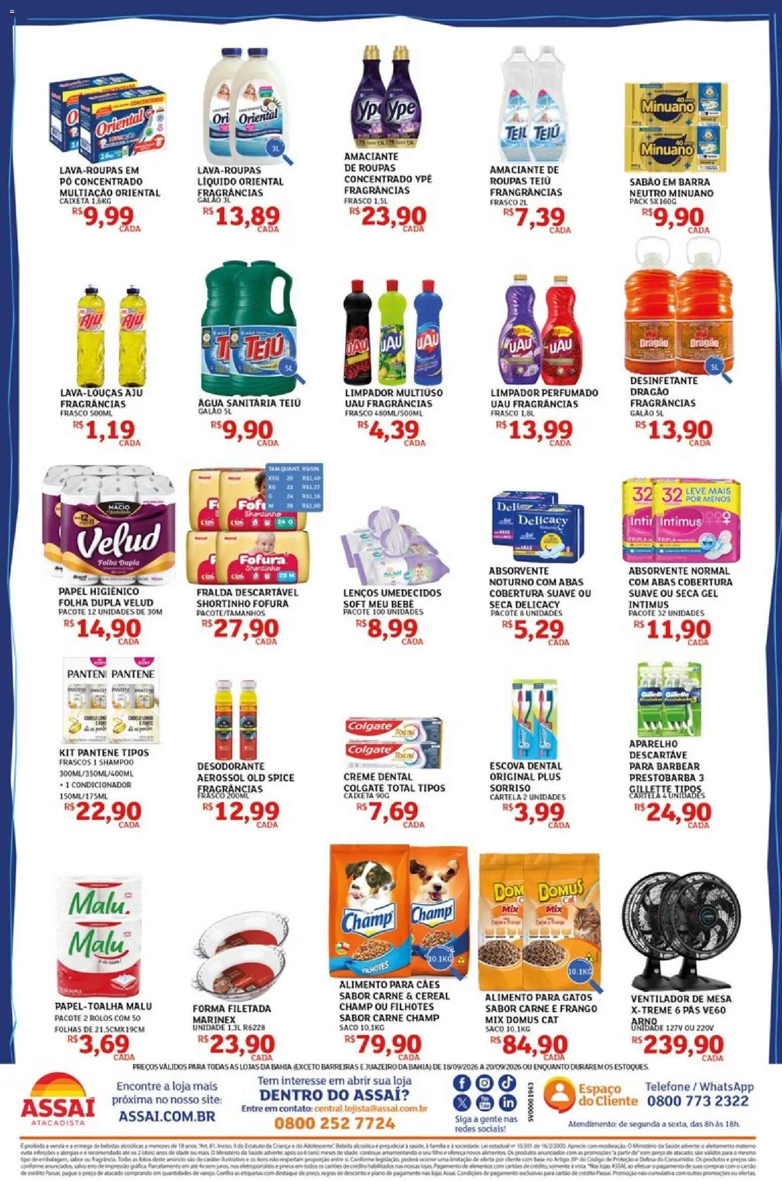 Assaí Atacadista Folheto - válido de 18/09/2026 | Página: 4 | Produtos: Ventilador, Bebidas, Carne, Telefone