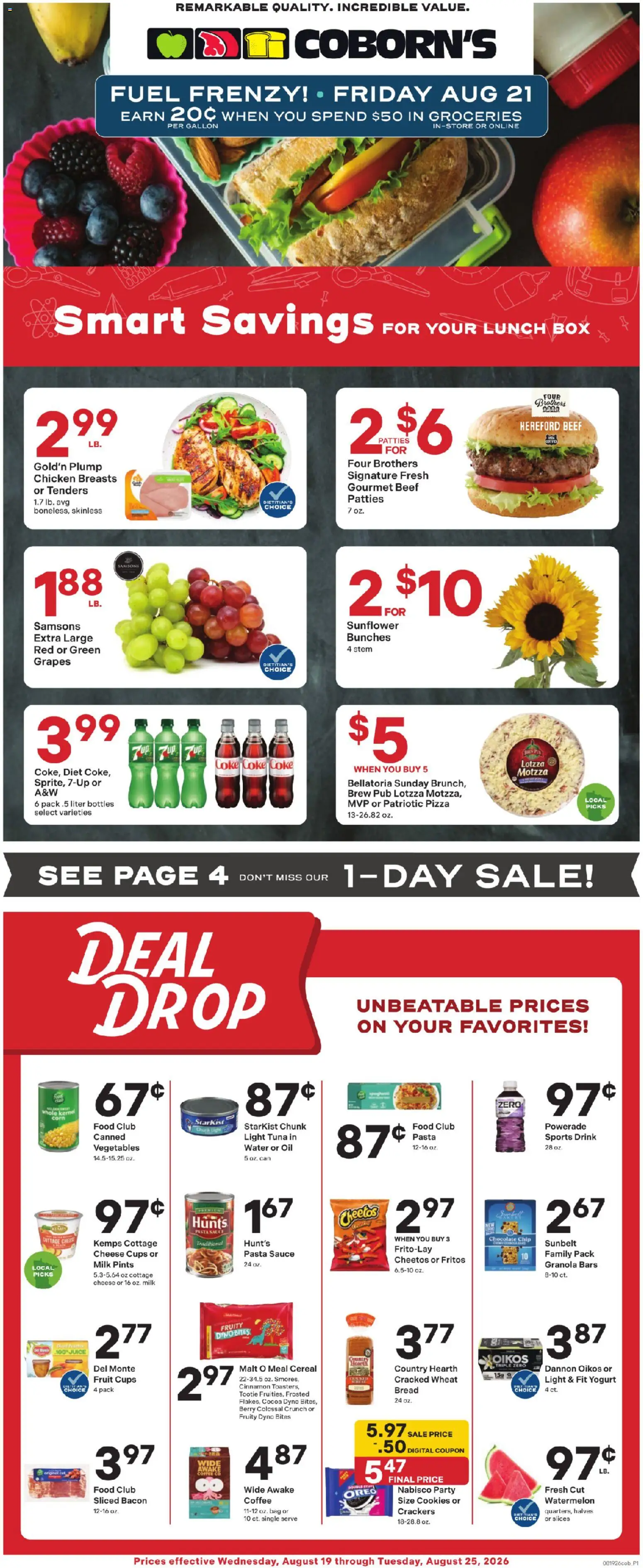 Coborn's Weekly Ad - valid from 08/19/2026 | Page: 1 | Products: Crackers, Groceries, Coffee, Juice