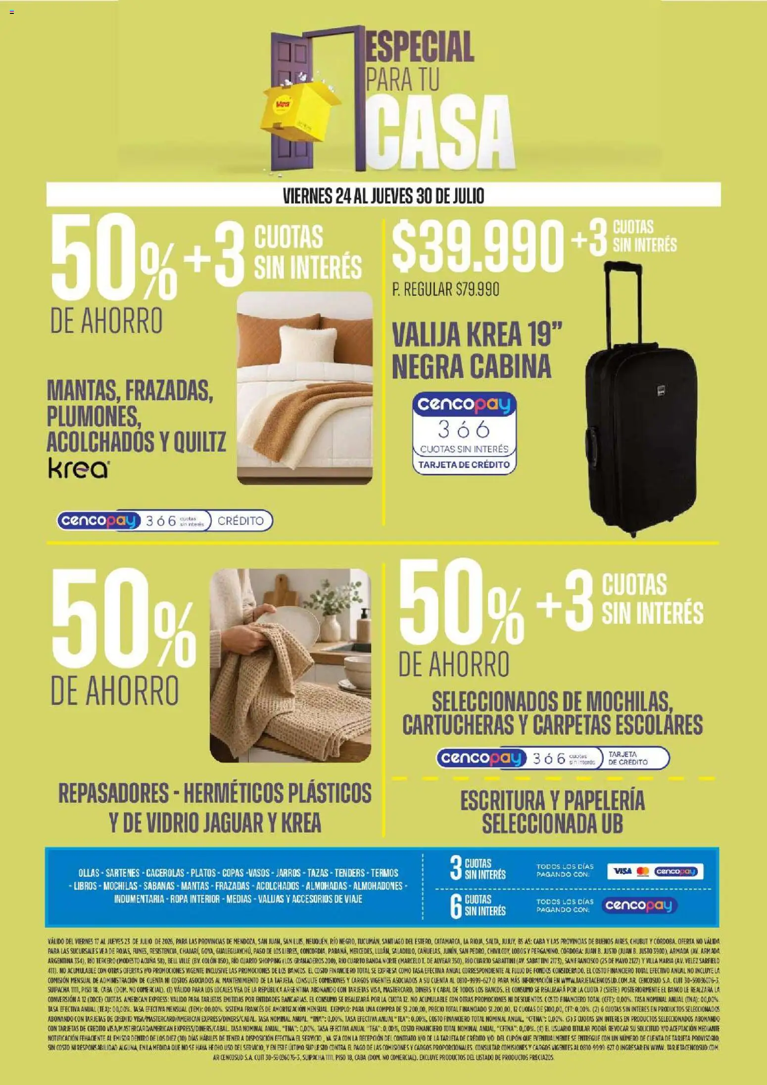 Vea - Especial para tu casa │ válido desde el 24/07/2026 | Página: 9 | Productos: Valija, Sabanas, Medias, Vasos