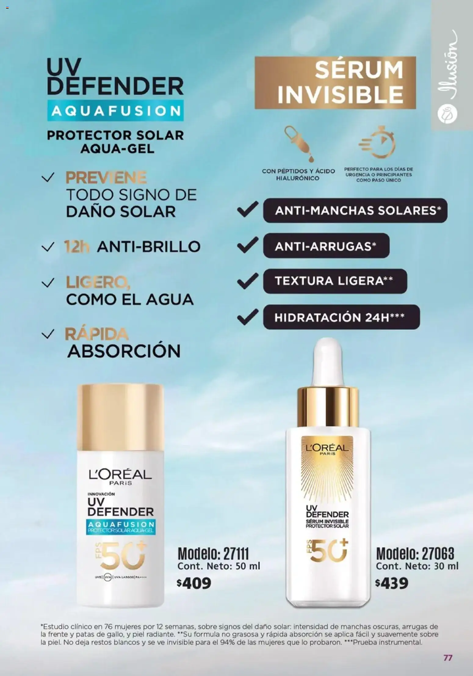 Nuevas ofertas de Ilusión válidas en toda la República Mexicana desde el 01/07/2026. ¡Encuentra las mejores ofertas en Ilusión catálogo Marcas Amigas! | Página: 79 | Productos: Serum, Agua, Sobre, Protector solar