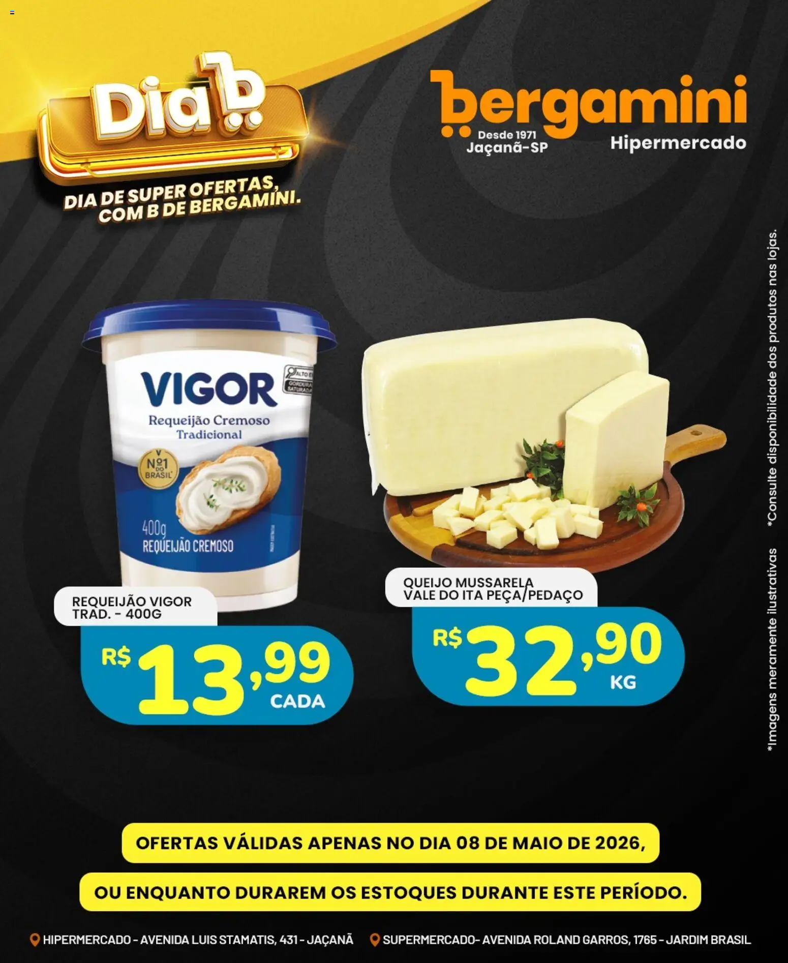 Supermercado Bergamini Folheto - válido de 08.05.2026 | Página: 11 | Produtos: Maiô, Queijo, Requeijão, Mussarela