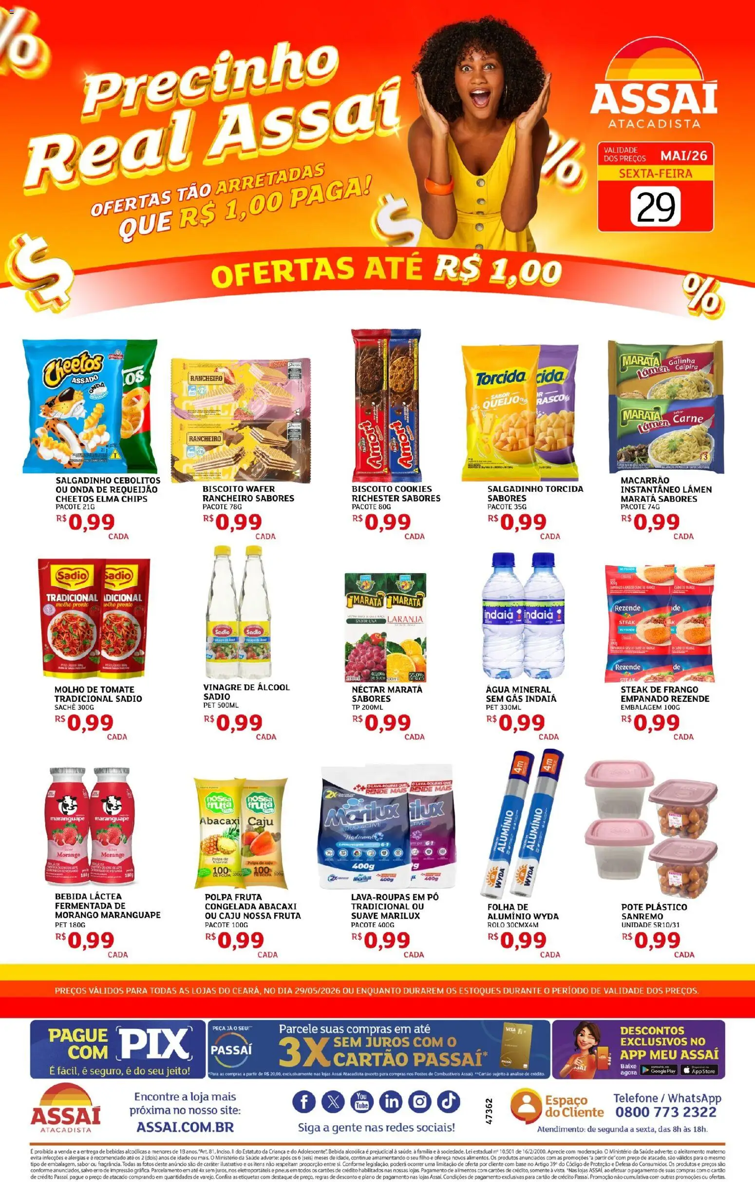 Assaí Atacadista Folheto - válido de 29.05.2026 | Página: 1 | Produtos: Caju, Abacaxi, Cheetos, Água mineral