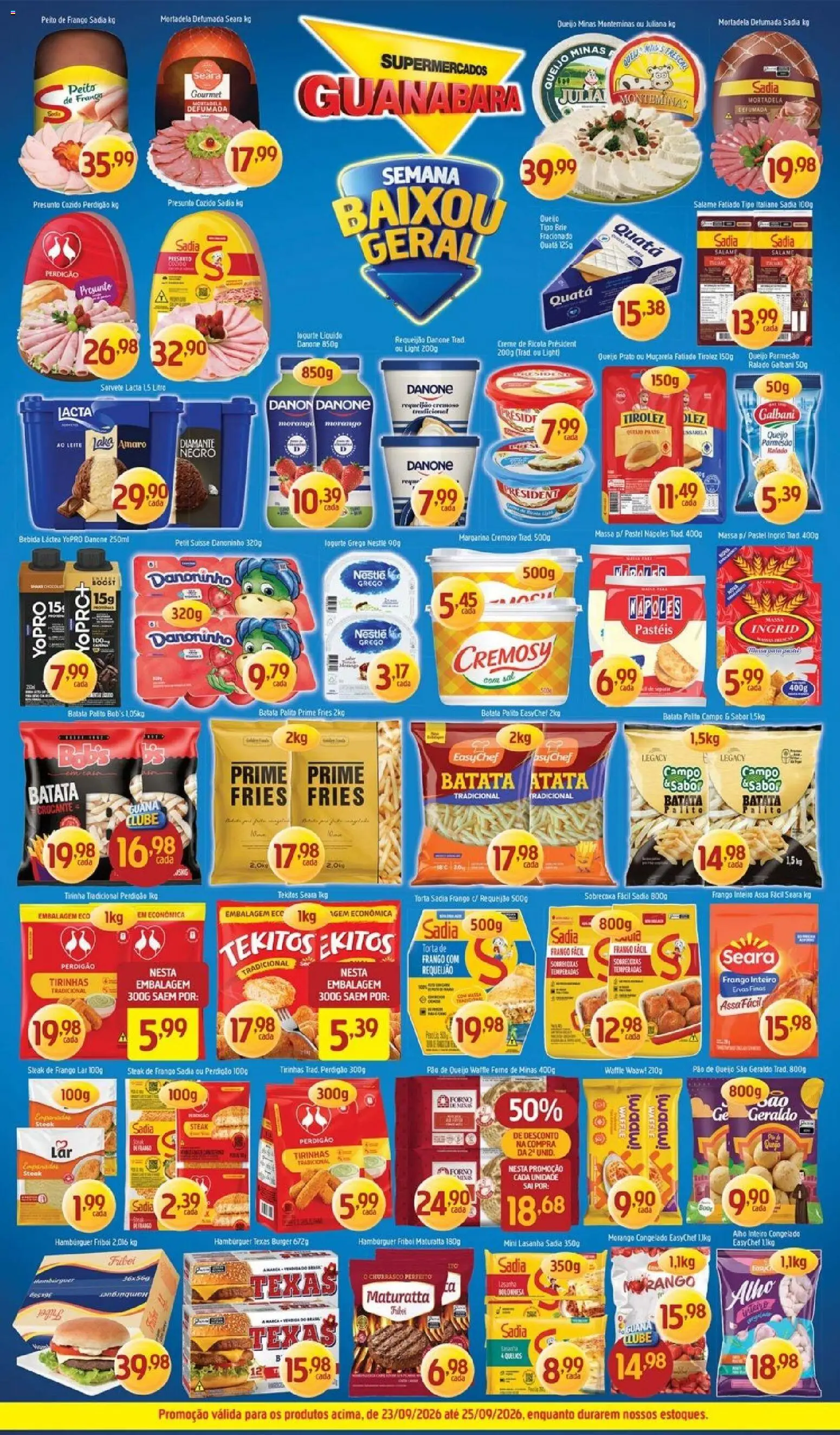 Supermercados Guanabara Folheto - válido de 23/09/2026 | Página: 4 | Produtos: Presunto, Batata, Frango, Peito de frango
