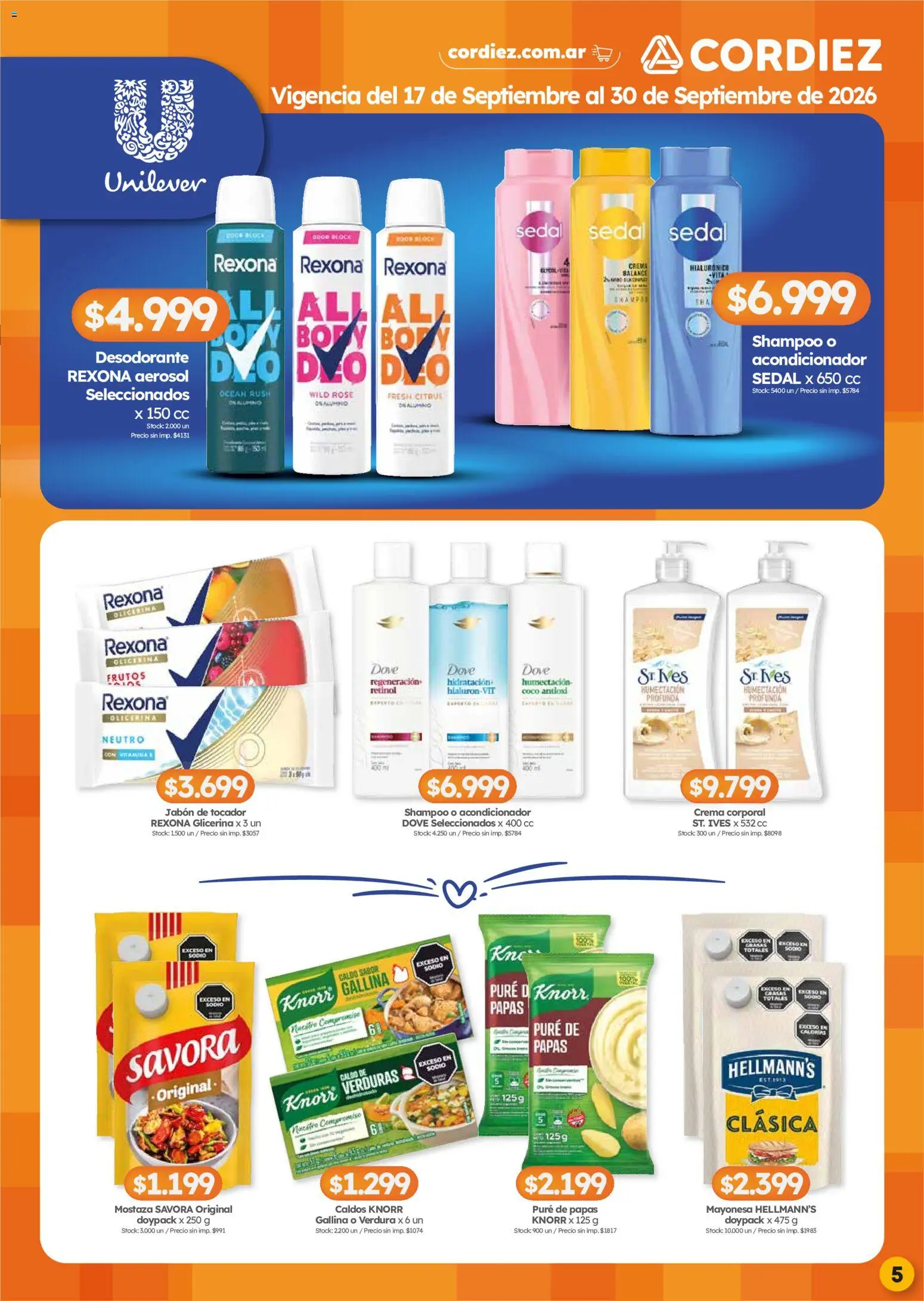 Cordiez - Marcas destacadas │ válido desde el 17/09/2026 | Página: 5 | Productos: Mostaza, Jabón, Desodorante, Crema