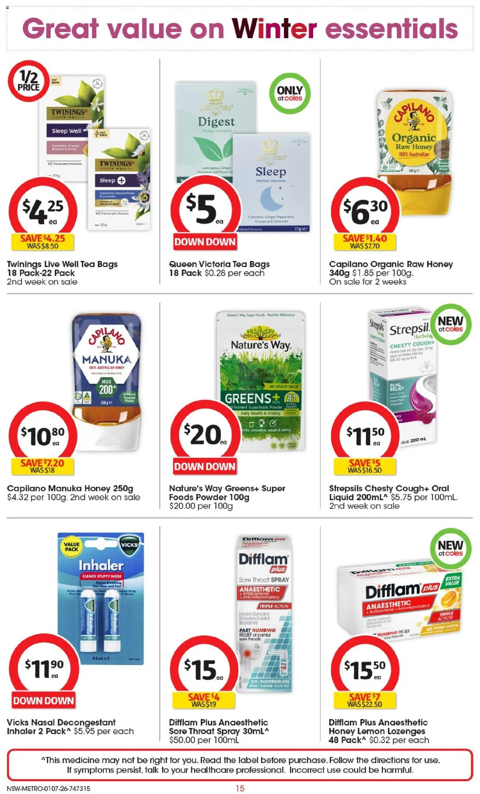 Coles catalogue - valid from 01/07/2026 | Page: 15 | Products: Lemon, Greens, Watermelon, Herbal