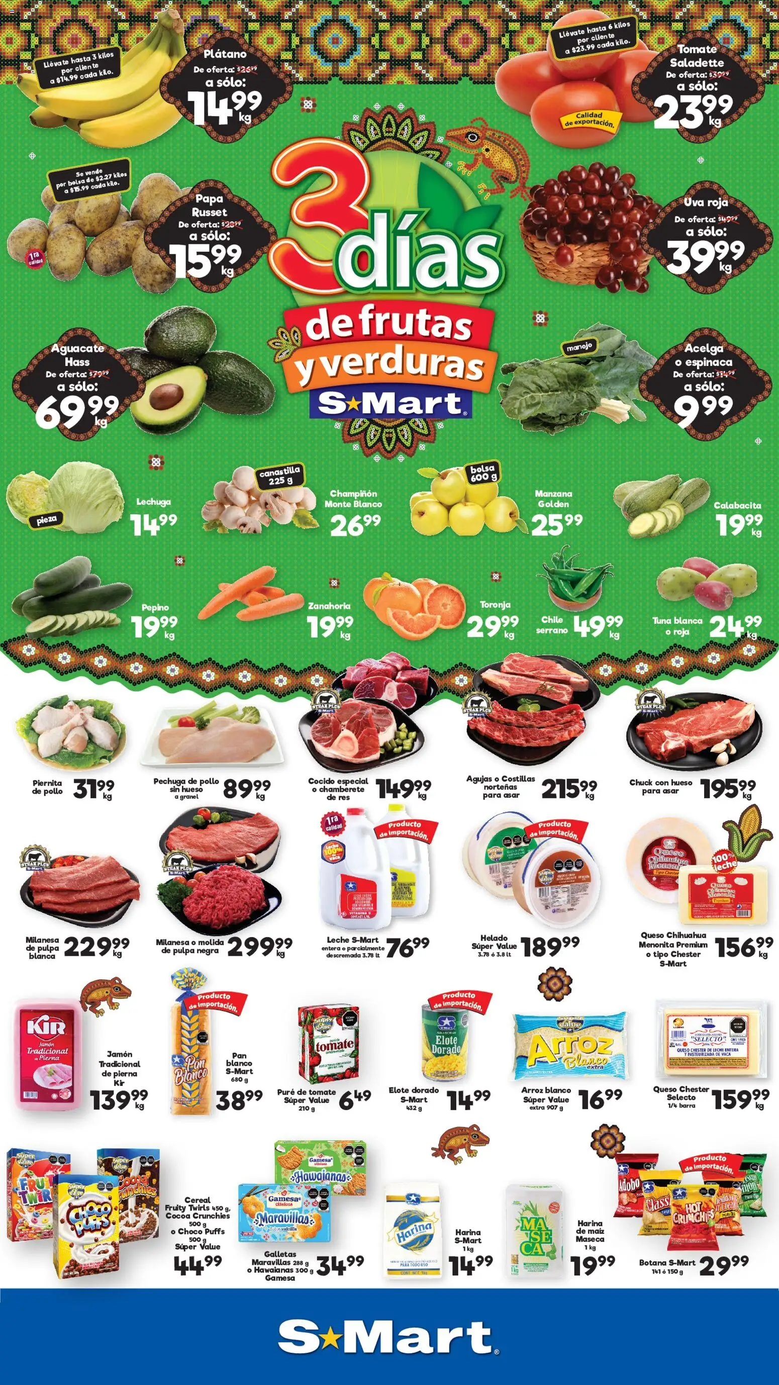 Nuevas ofertas de S-Mart válidas en toda la República Mexicana desde el 15/09/2026. ¡Encuentra las mejores ofertas en S-Mart folleto Monterrey! | Página: 1 | Productos: Bolsa, Leche entera, Lechuga, Arroz