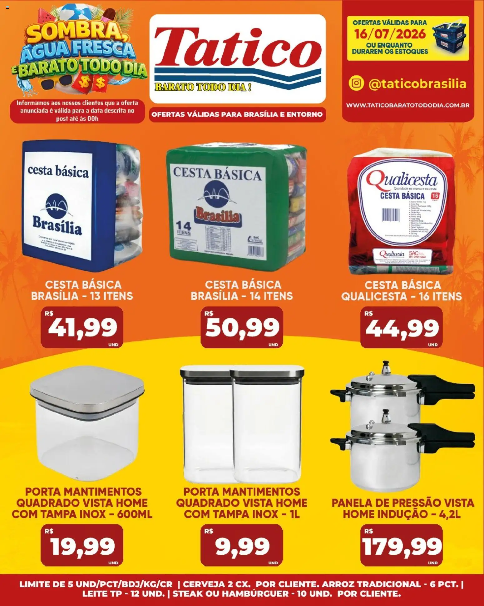 Tatico Folheto - válido de 17/07/2026 | Página: 34 | Produtos: Leite, Cesta, Cerveja, Arroz