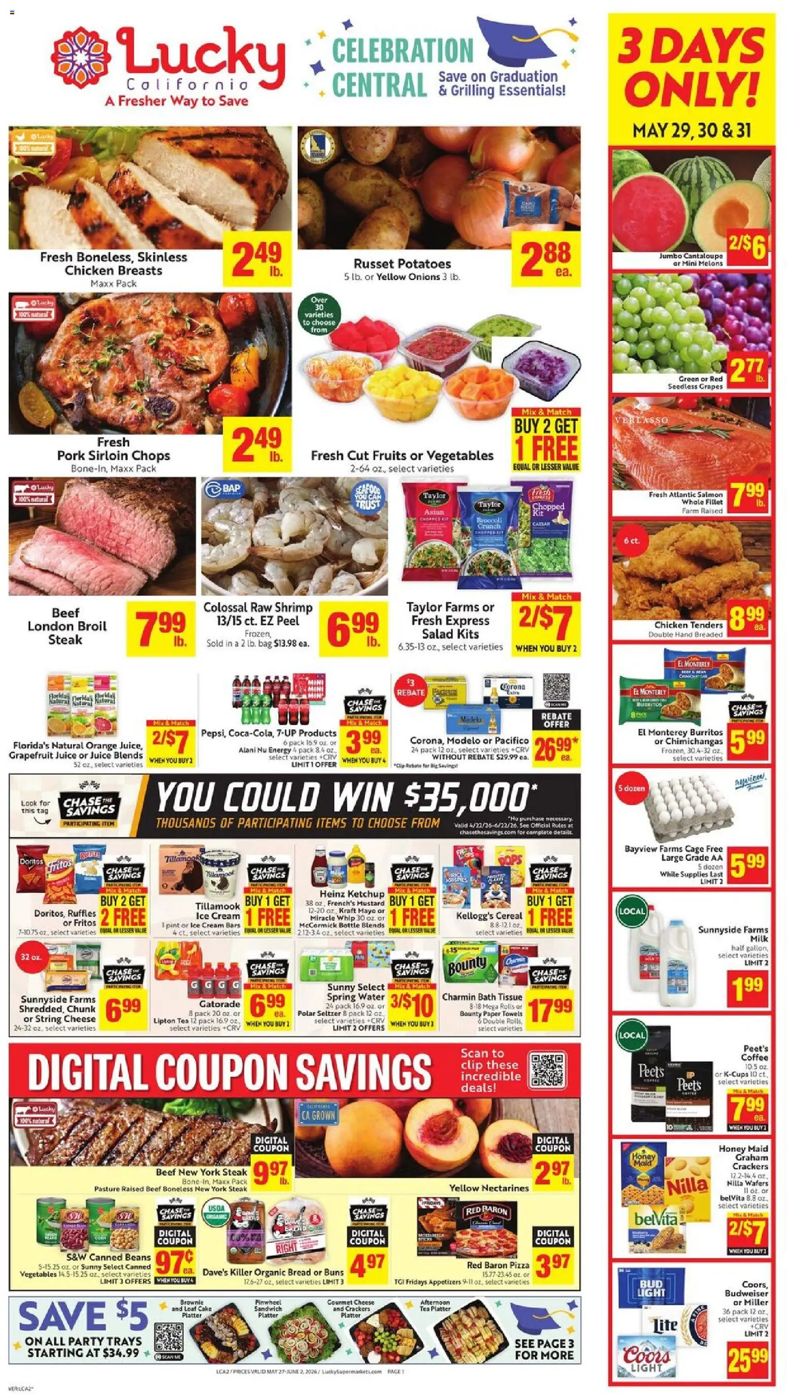 Lucky Supermarkets Weekly - AK - valid from 27.05.2026 | Page: 1 | Products: Broccoli, Tea, Potatoes, Grapes