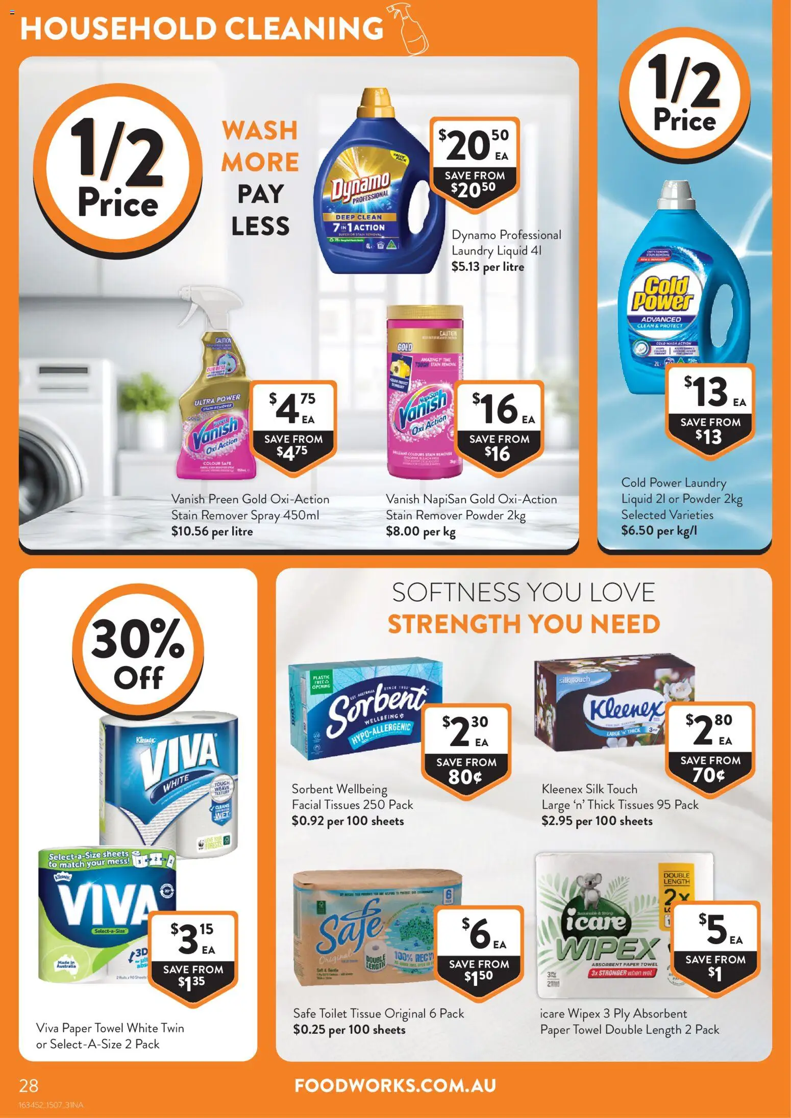 Foodworks catalogue - valid from 15/07/2026 | Page: 28 | Products: Toilet, Household, Powder, Laundry