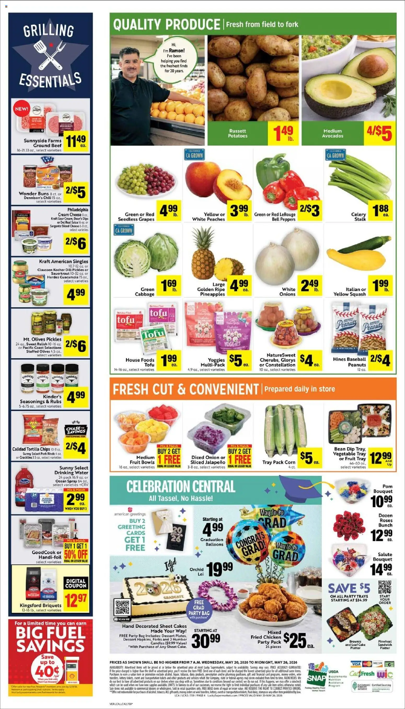 Lucky Supermarkets Weekly Ad - valid from 20.05.2026 | Page: 6 | Products: Squash, Potatoes, Grapes, Dill