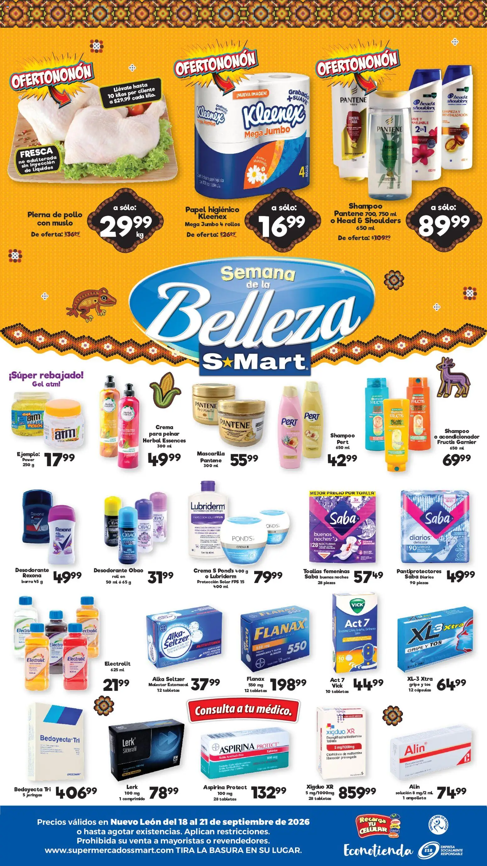 Nuevas ofertas de S-Mart válidas en toda la República Mexicana desde el 18/09/2026. ¡Encuentra las mejores ofertas en S-Mart folleto Ofertas de feria Monterrey! | Página: 2 | Productos: Crema, Toalla, Papel higiénico, Tableta