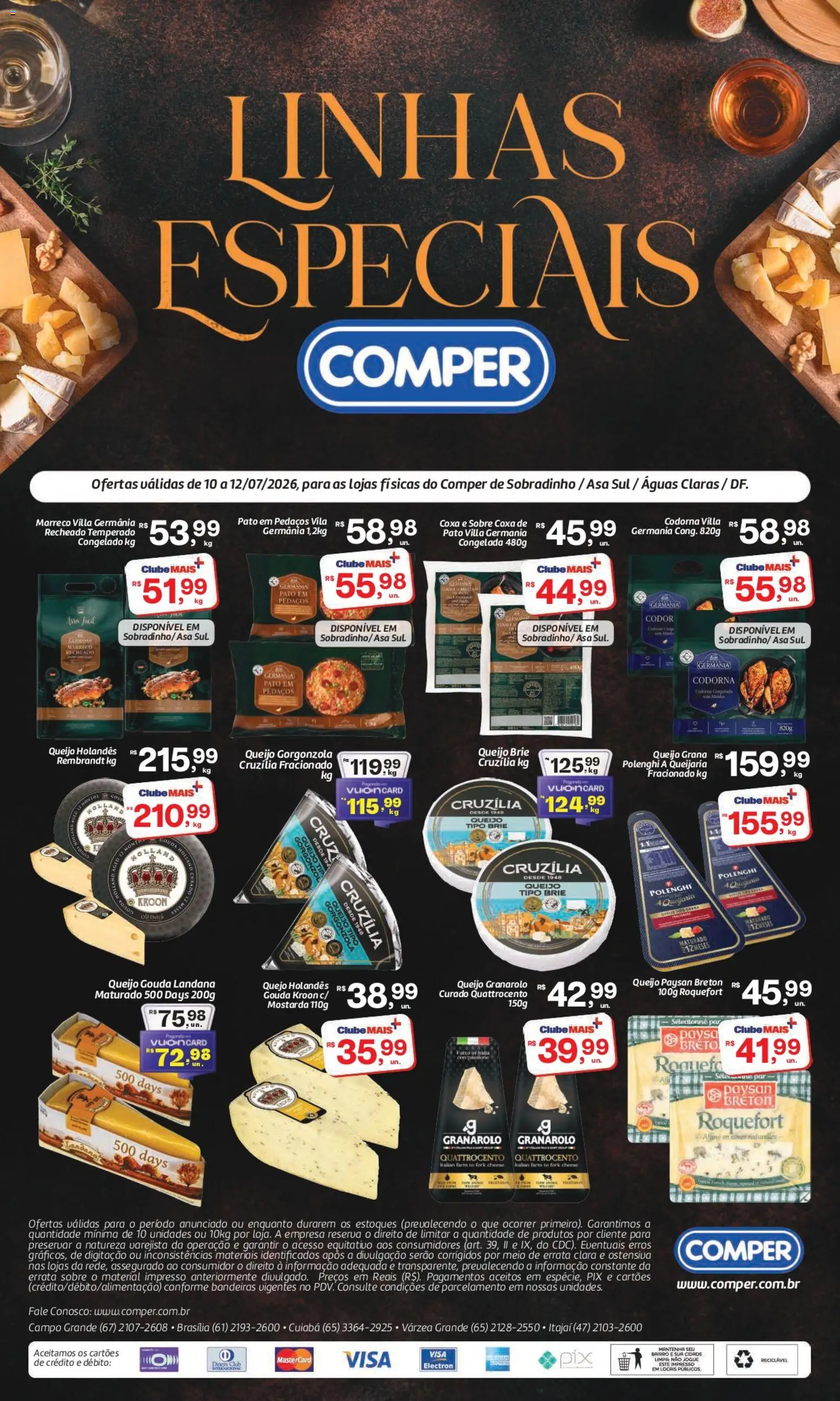 Comper Folheto - válido de 10/07/2026 | Página: 1 | Produtos: Queijo, Brie, Gouda, Pá