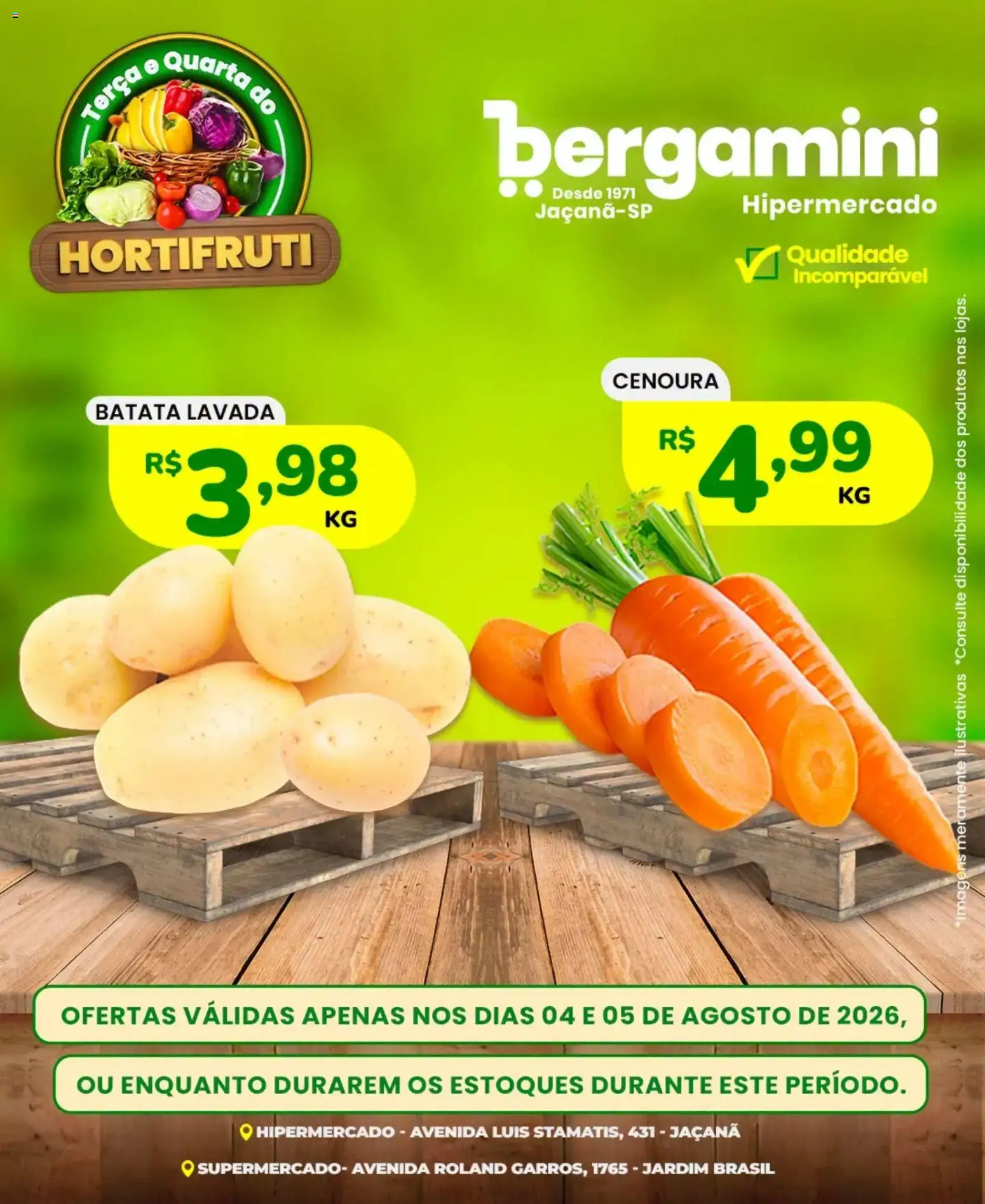 Supermercado Bergamini Folheto - válido de 04/08/2026 | Página: 3 | Produtos: Cenoura, Batata