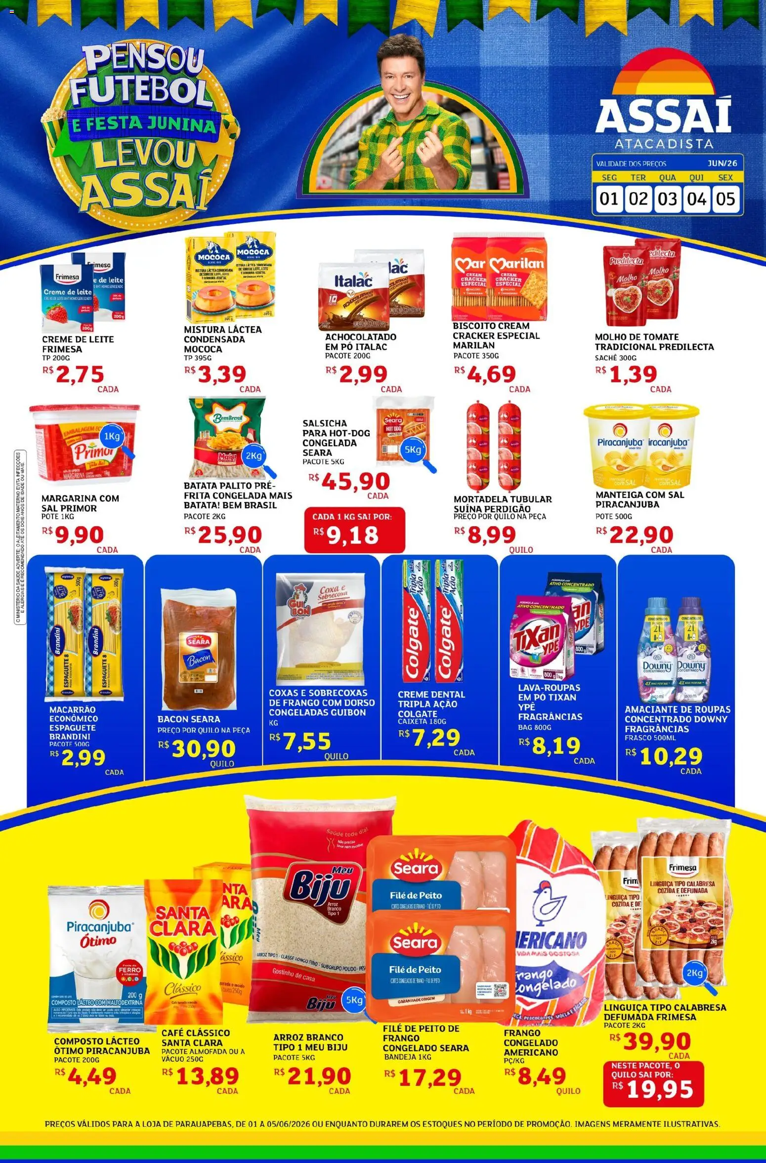 Assaí Atacadista Folheto - válido de 01.06.2026 | Página: 1 | Produtos: Salsicha, Leite, Creme dental, Amaciante