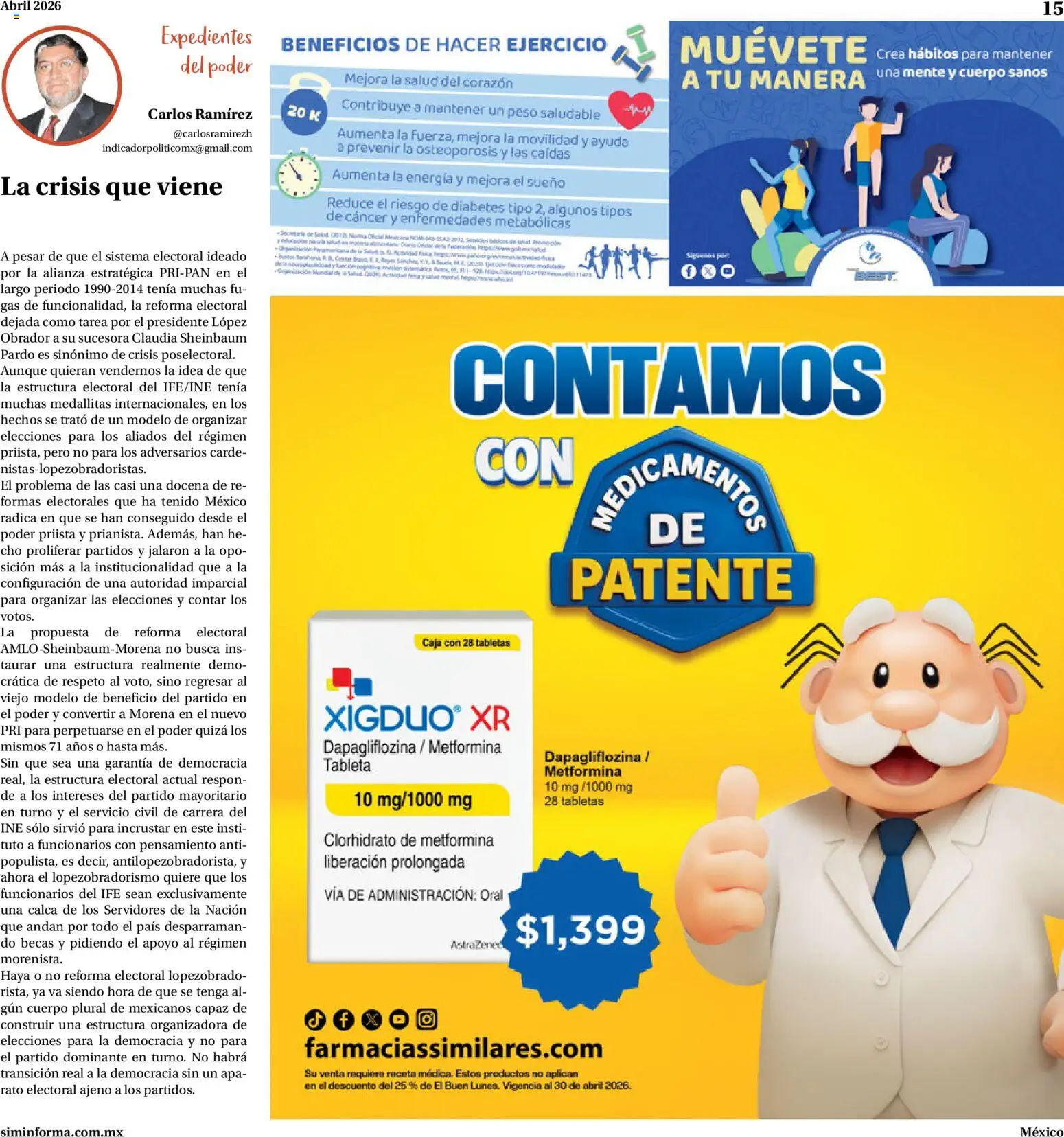 Nuevas ofertas de Farmacias Similares válidas en toda la República Mexicana desde el 01.04.2026. ¡Encuentra las mejores ofertas en Farmacias Similares catálogo! | Página: 15 | Productos: Caja, Tableta