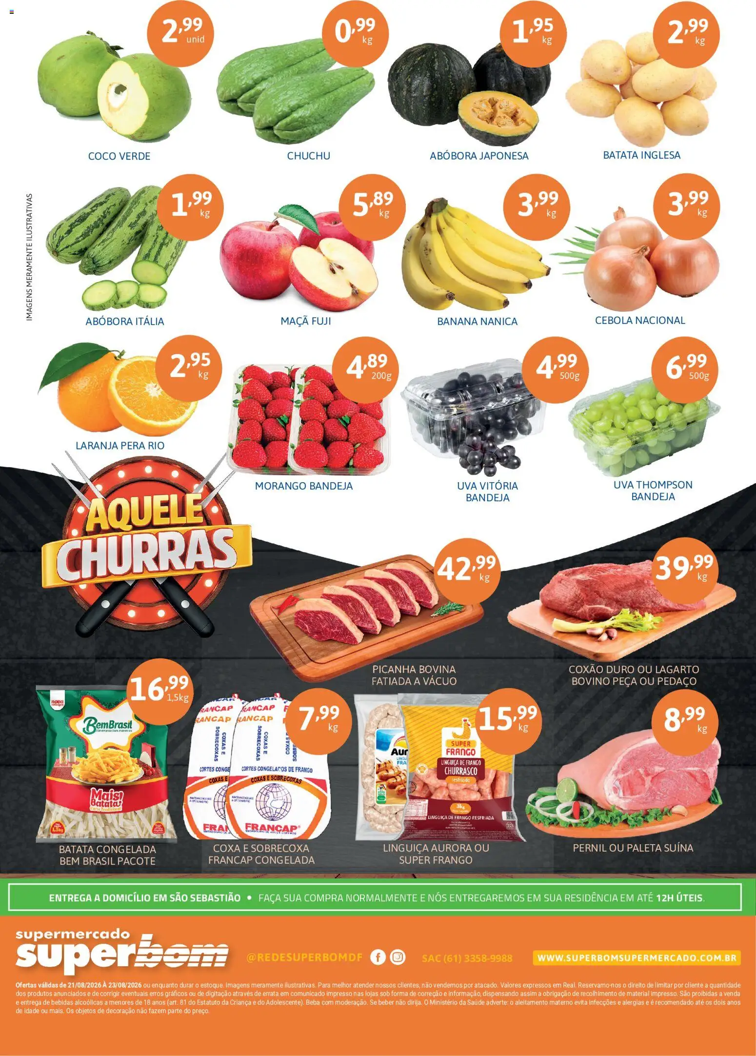 Superbom Folheto - válido de 21/08/2026 | Página: 2 | Produtos: Chuchu, Coxão duro, Bebidas, Bandeja