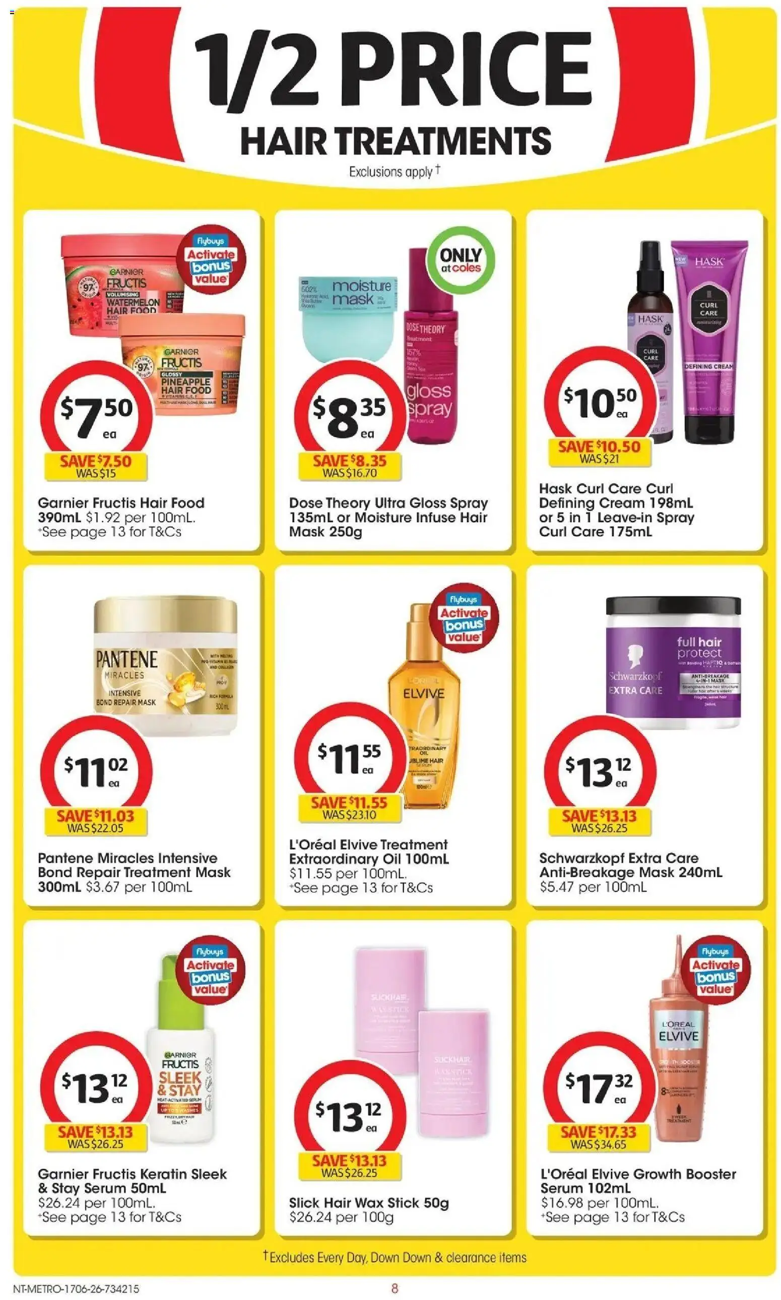 Coles catalogue - valid from 16.06.2026 | Page: 8 | Products: Oil, Mask, Hair wax, Treatment