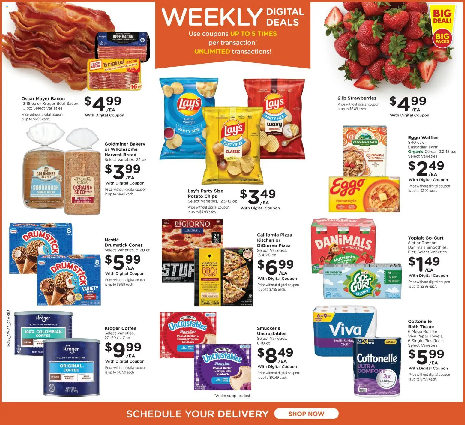 Kroger Ad - valid from 08/05/2026 | Page: 2 | Products: Coffee, Strawberries, Bacon, Smoothie