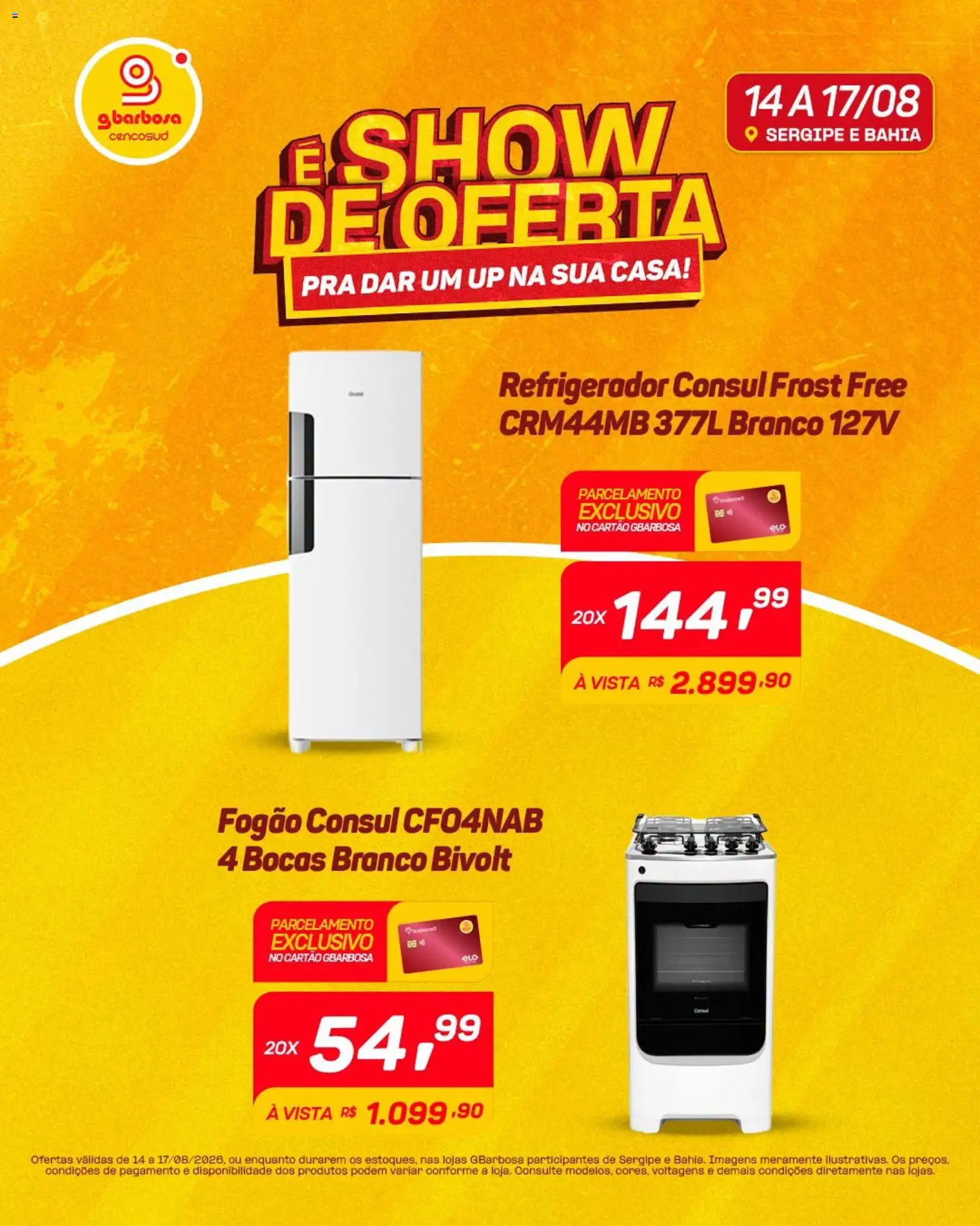 Gbarbosa Folheto - válido de 14/08/2026 | Página: 3 | Produtos: Fogão, Refrigerador