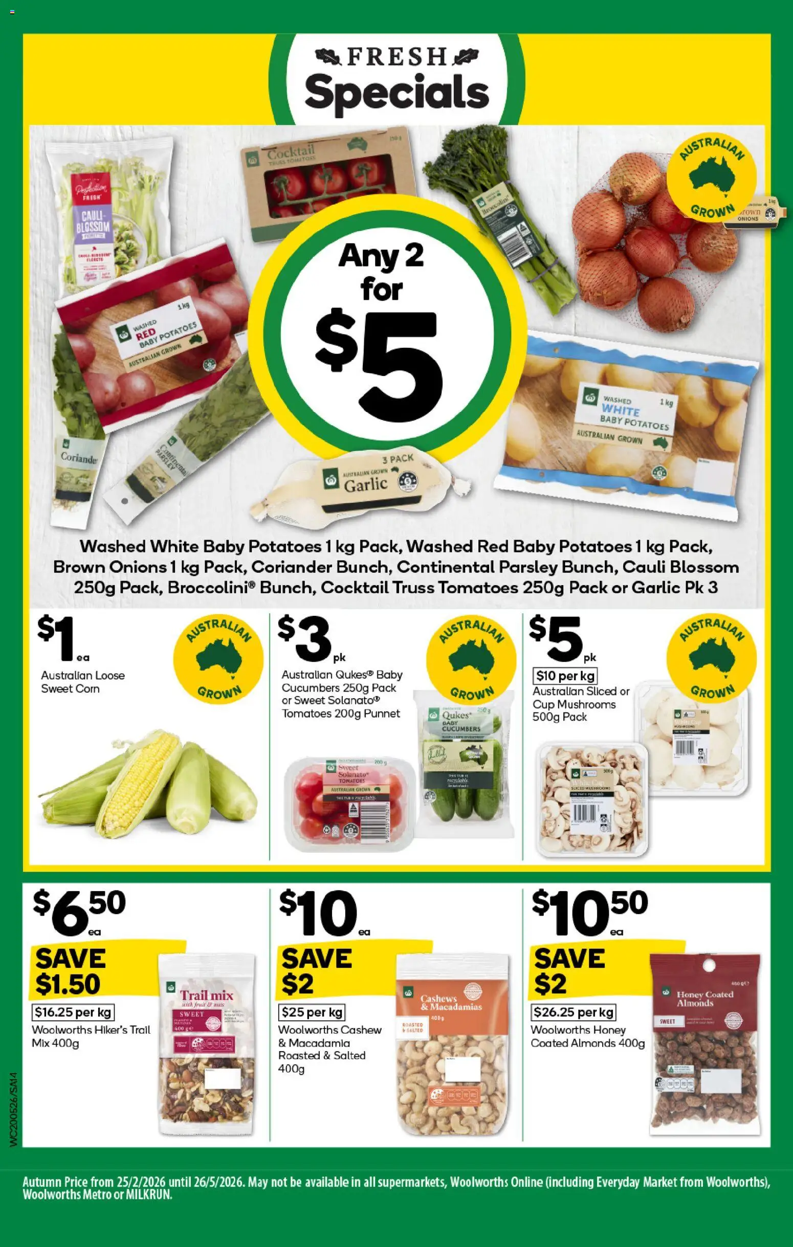 Woolworths catalogue - valid from 20.05.2026 | Page: 14 | Products: Tomatoes, Mushrooms, Cucumbers, Parsley