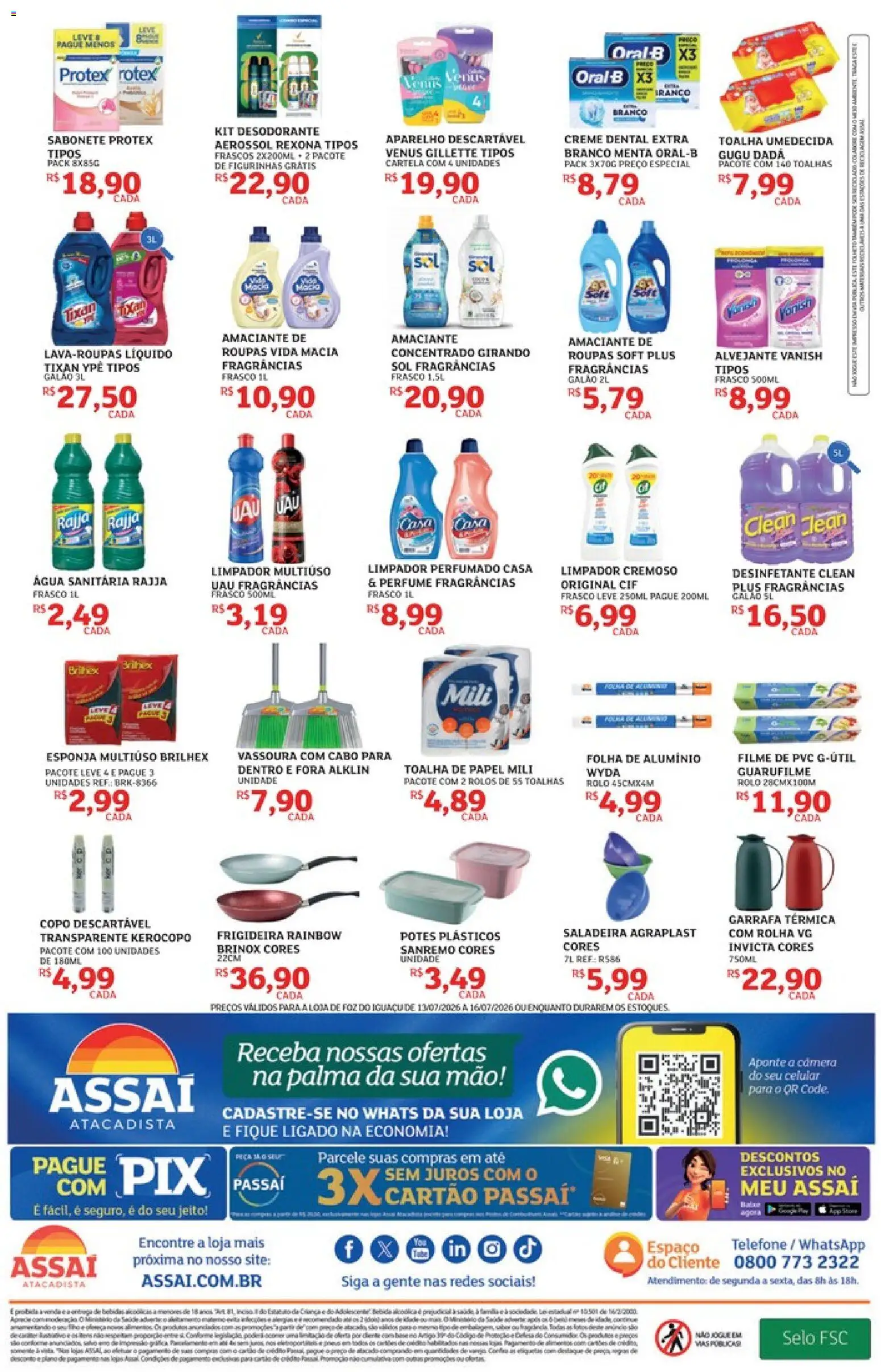 Assaí Atacadista Folheto - válido de 13/07/2026 | Página: 4 | Produtos: Desodorante, Creme, Vanish, Toalha umedecida