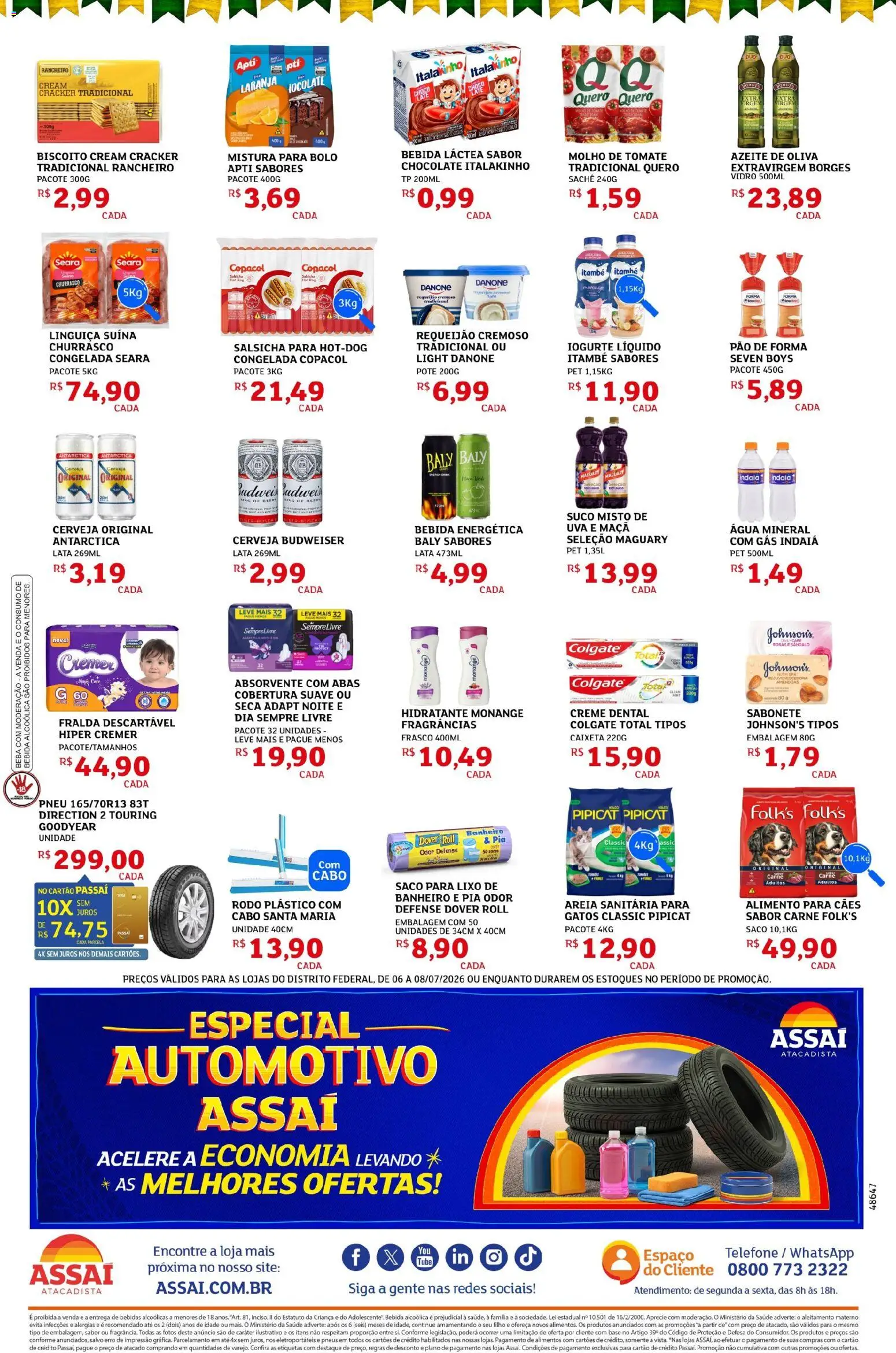 Assaí Atacadista Folheto - válido de 06/07/2026 | Página: 2 | Produtos: Carne, Bebida, Azeite, Absorvente