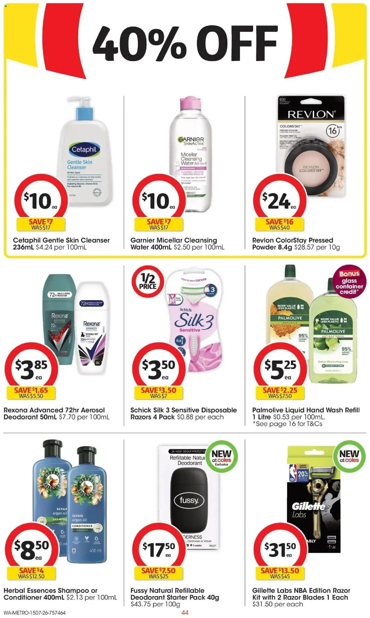 Coles catalogue - valid from 15/07/2026 | Page: 44 | Products: Razor, Lime, Herbal, Hand wash