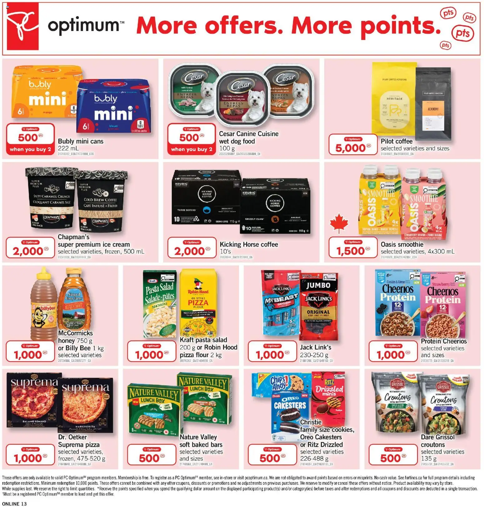 Fortinos flyer valid from Jul 16, 2026 | Page: 13 | Products: Cookies, Jerky, Protein, Ground coffee
