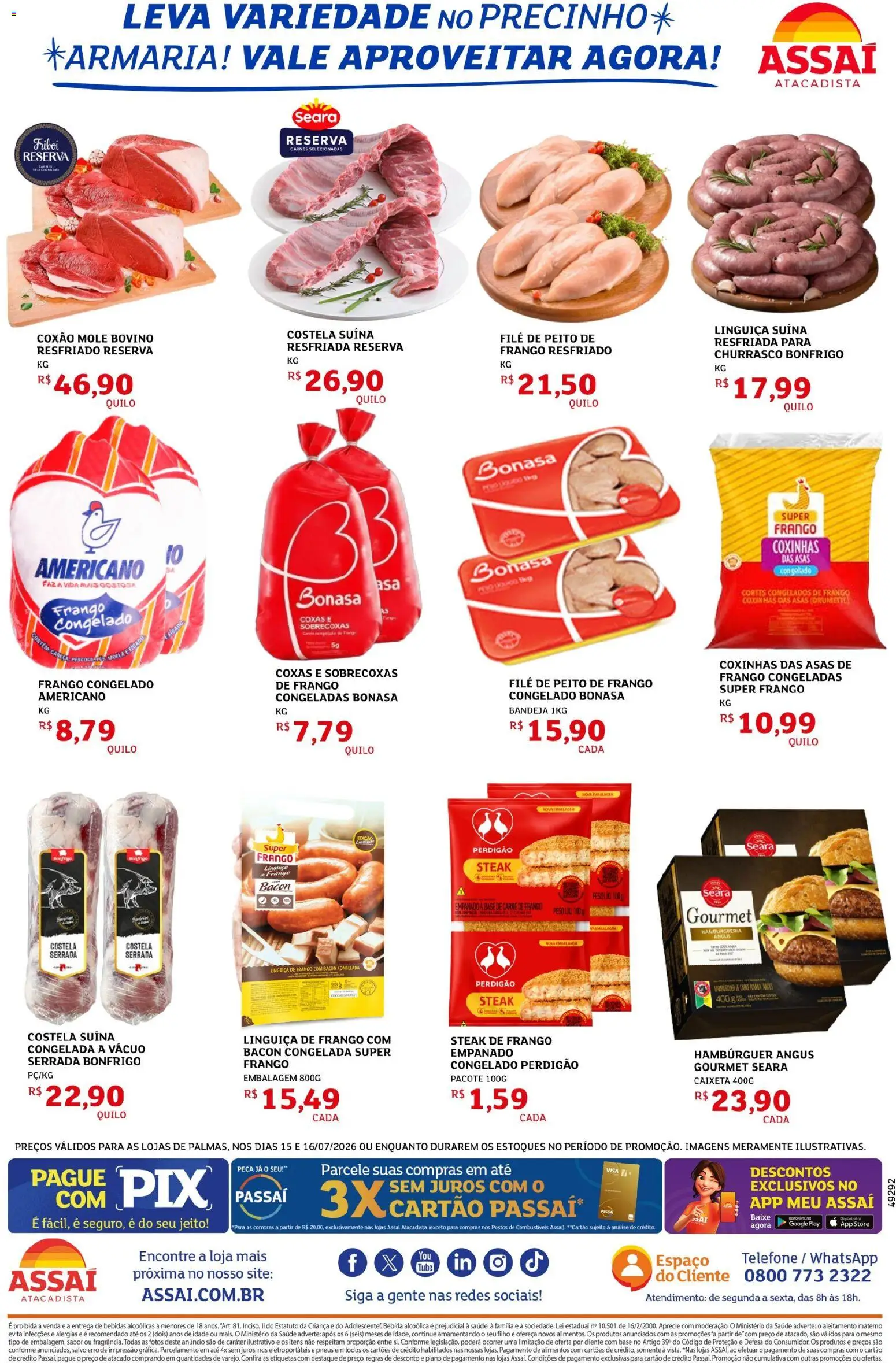 Assaí Atacadista Folheto - válido de 15/07/2026 | Página: 2 | Produtos: Base, Hambúrguer, Bebida, Bandeja
