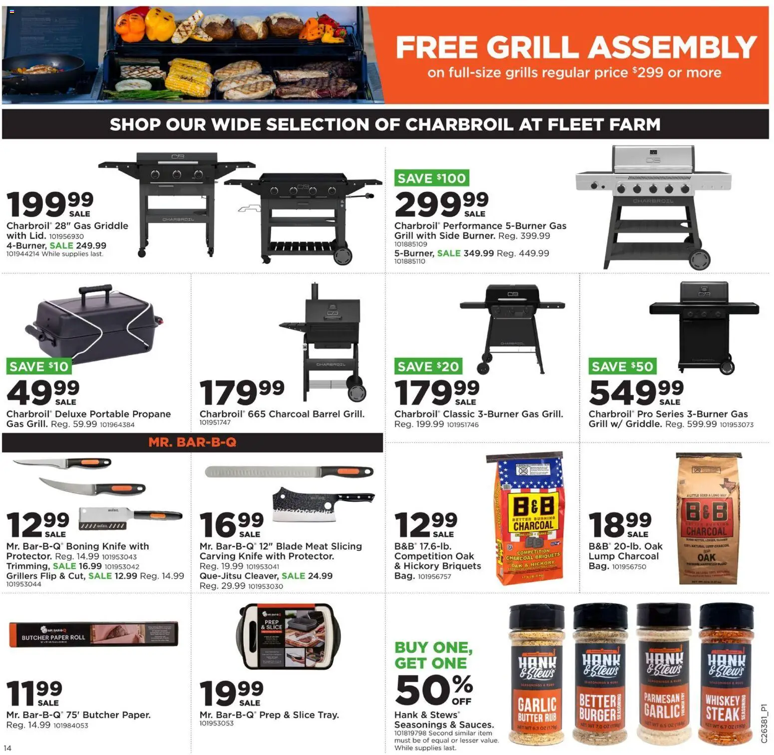 Mills Fleet Farm Weekly Ad - valid from 09/14/2026 | Page: 20 | Products: Gas grill, Charcoal, Butter, Garlic