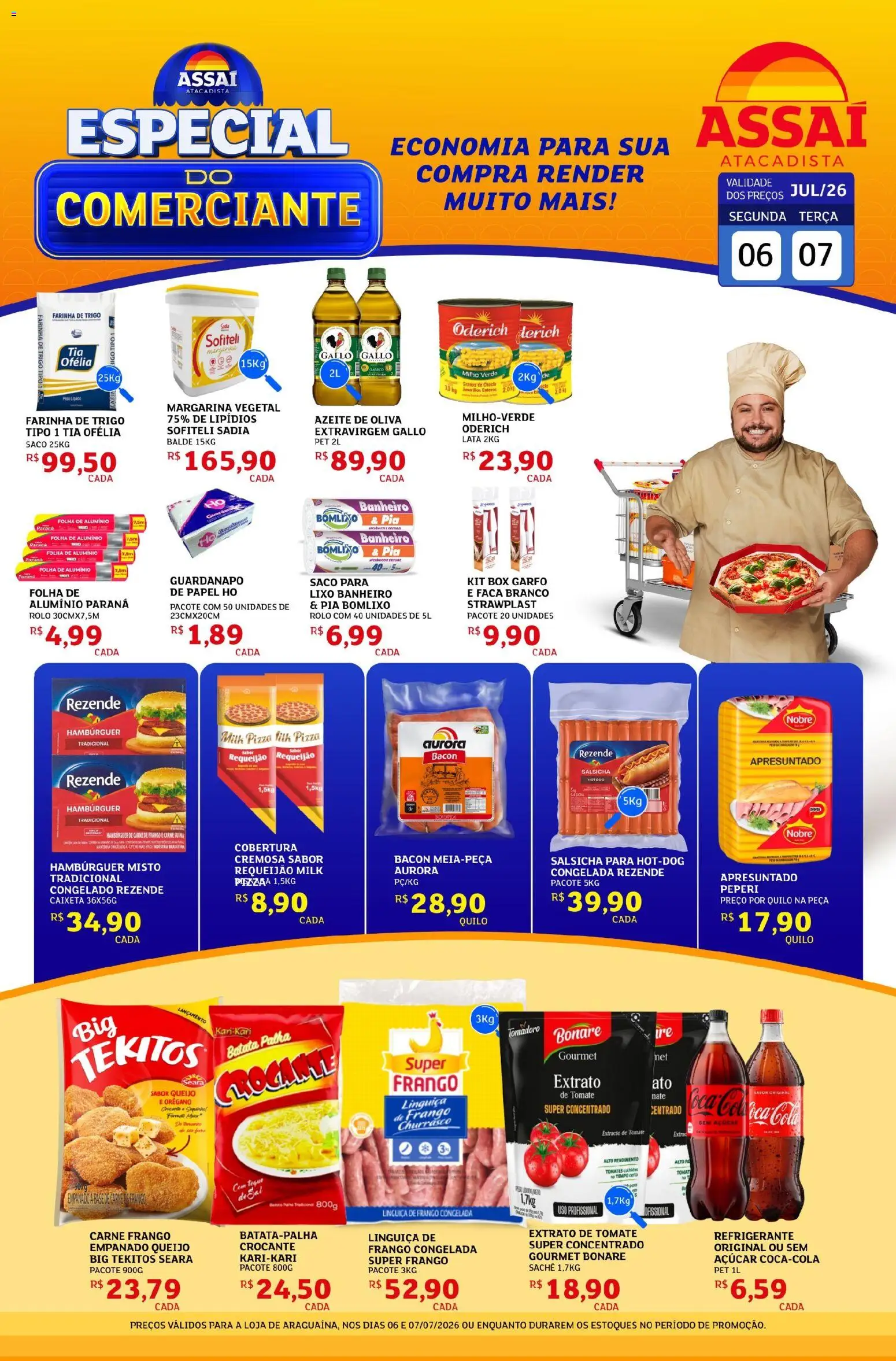 Assaí Atacadista Folheto - válido de 07/07/2026 | Página: 1 | Produtos: Queijo, Base, Carne, Requeijão