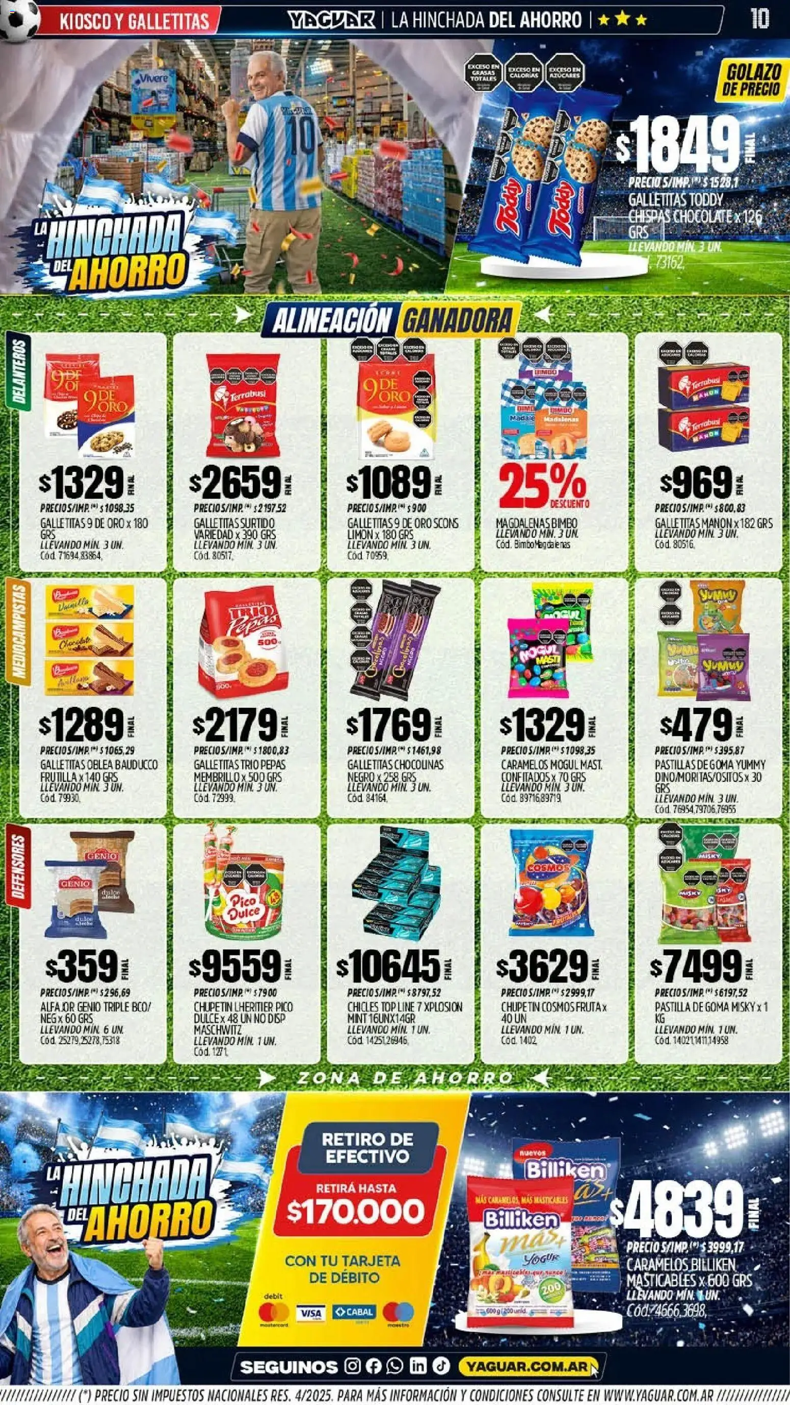 Yaguar - Oferta Semanal Córdoba │ válido desde el 08.06.2026 | Página: 10 | Productos: Top, Galletitas, Limón, Alfajor