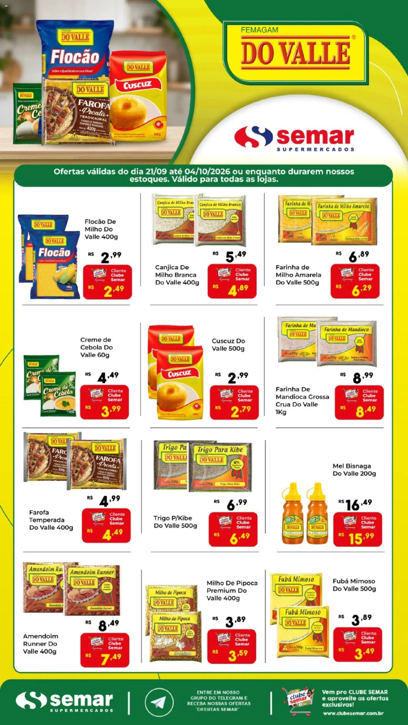 Semar Supermercado Folheto - válido de 21/09/2026 | Página: 1 | Produtos: Cebola, Farinha de mandioca, Fubá, Farofa