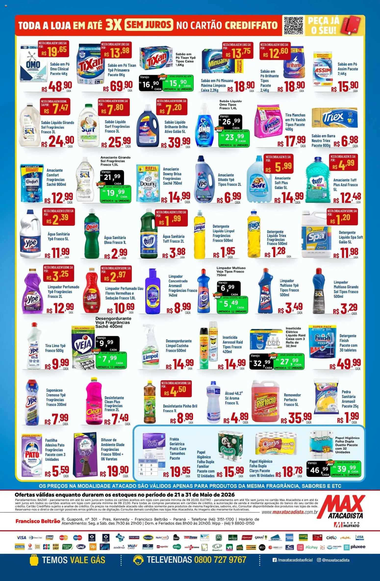 Max Atacadista Folheto - válido de 21.05.2026 | Página: 8 | Produtos: Sabão, Sabão em pó, Detergente, Maiô
