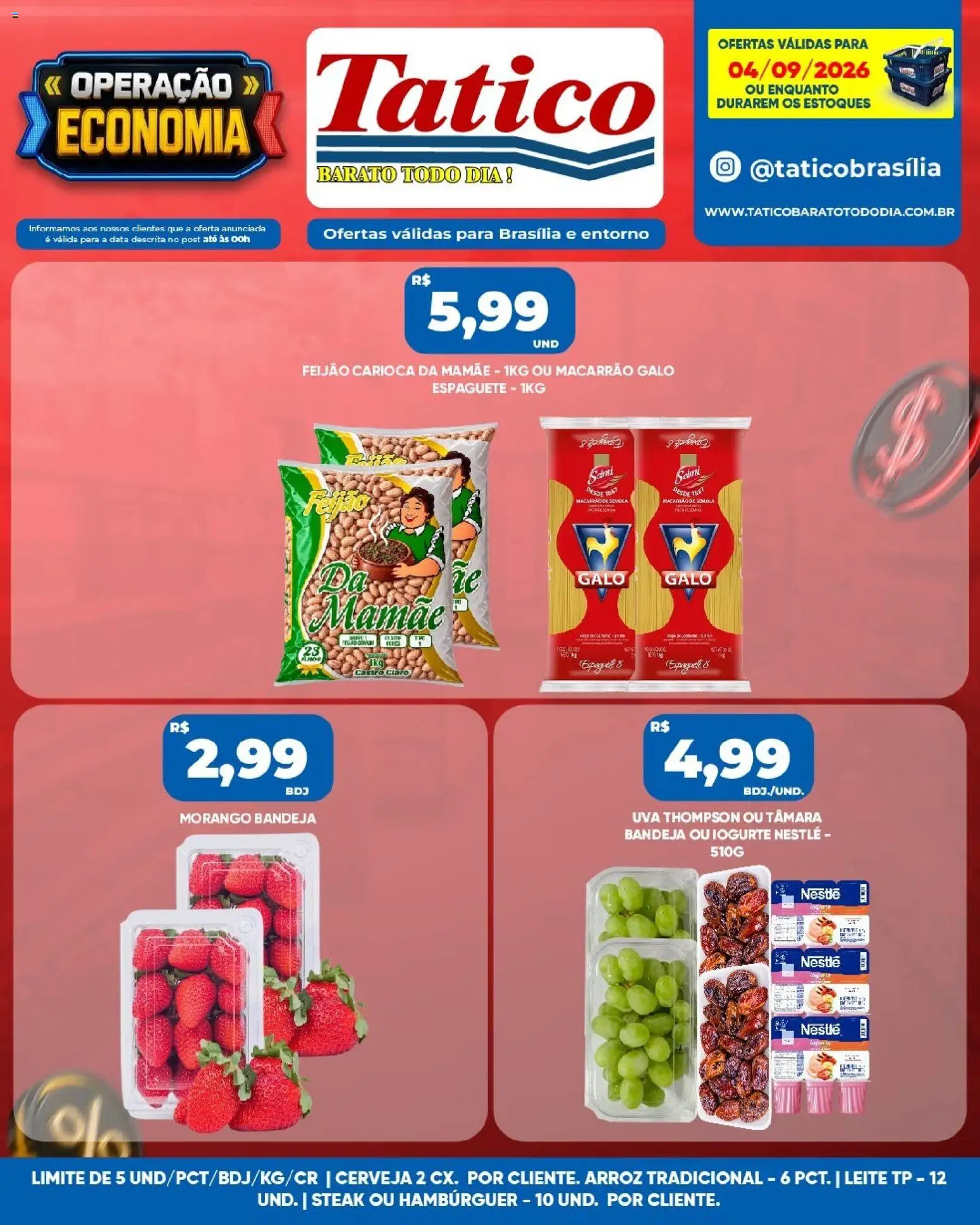 Tatico Folheto - válido de 05/09/2026 | Página: 23 | Produtos: Espaguete, Steak, Iogurte, Arroz