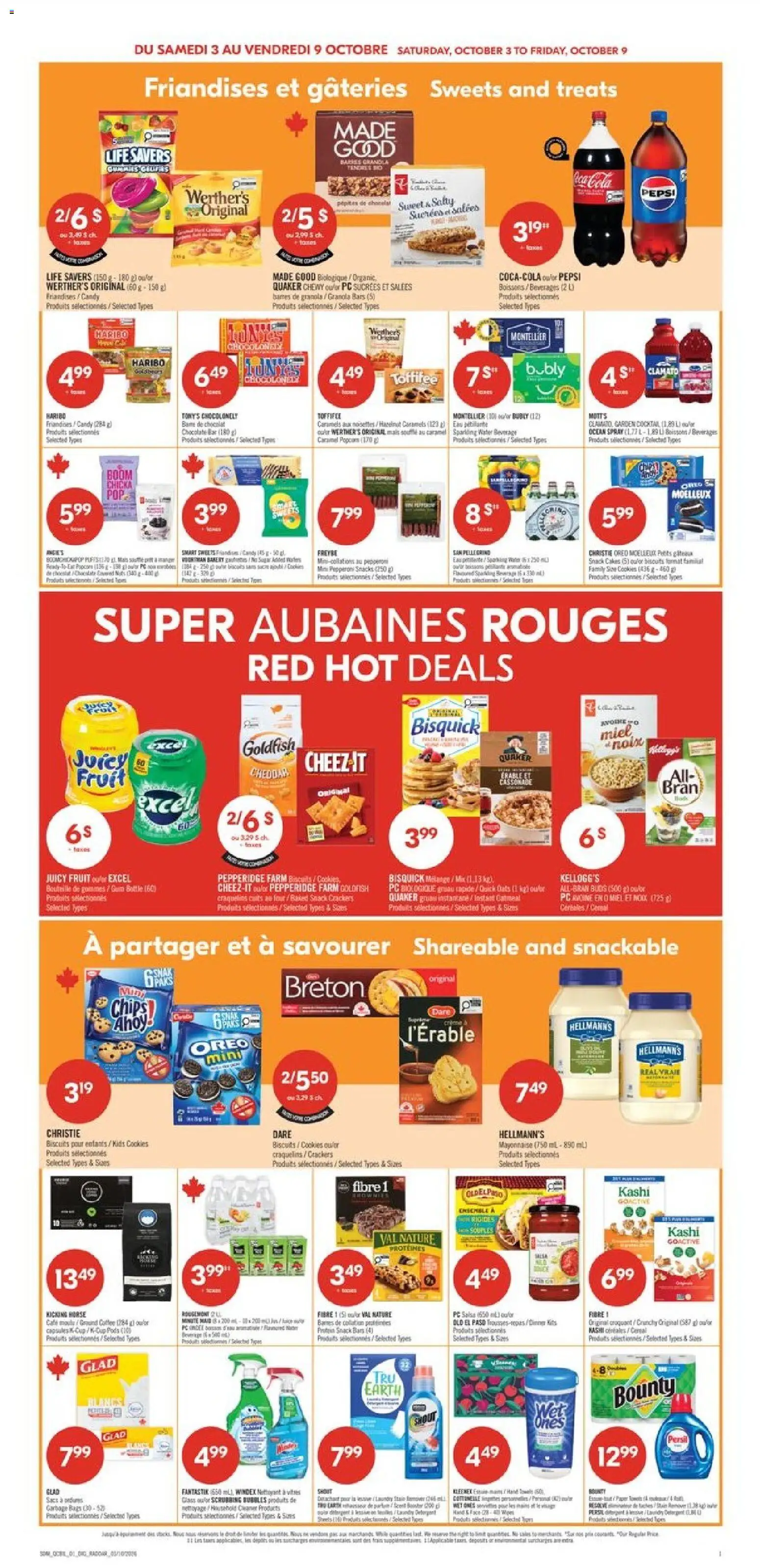 Pharmaprix flyer valid from Oct 3, 2026 | Page: 8 | Products: Chips, PC, Garbage bags, Snacks